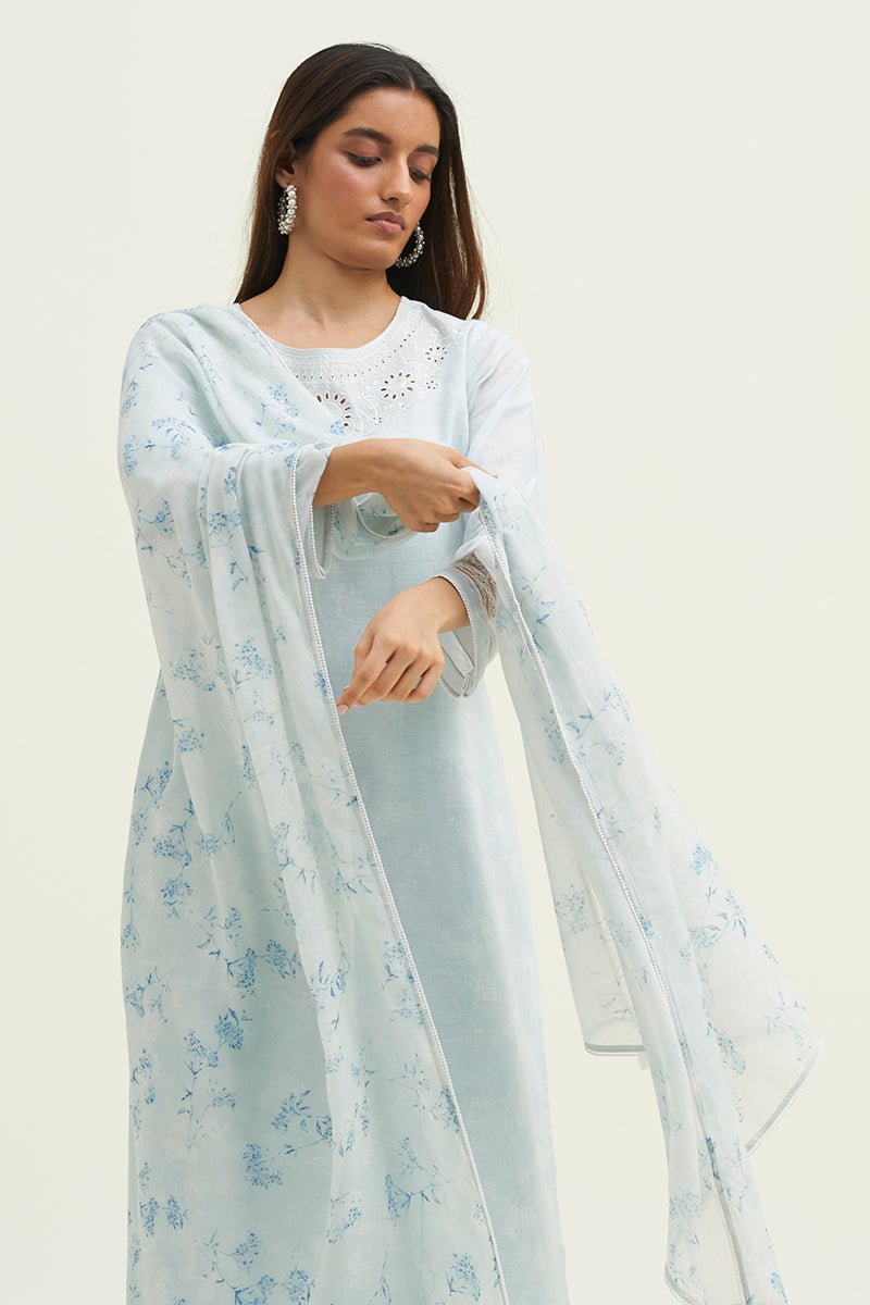 Illusion Blue Embroidered Salwar Suit