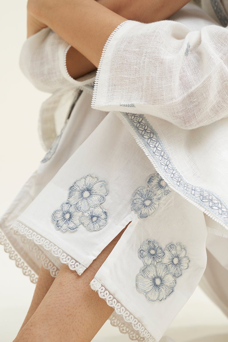 White Linen Jacquard Co-ord Set