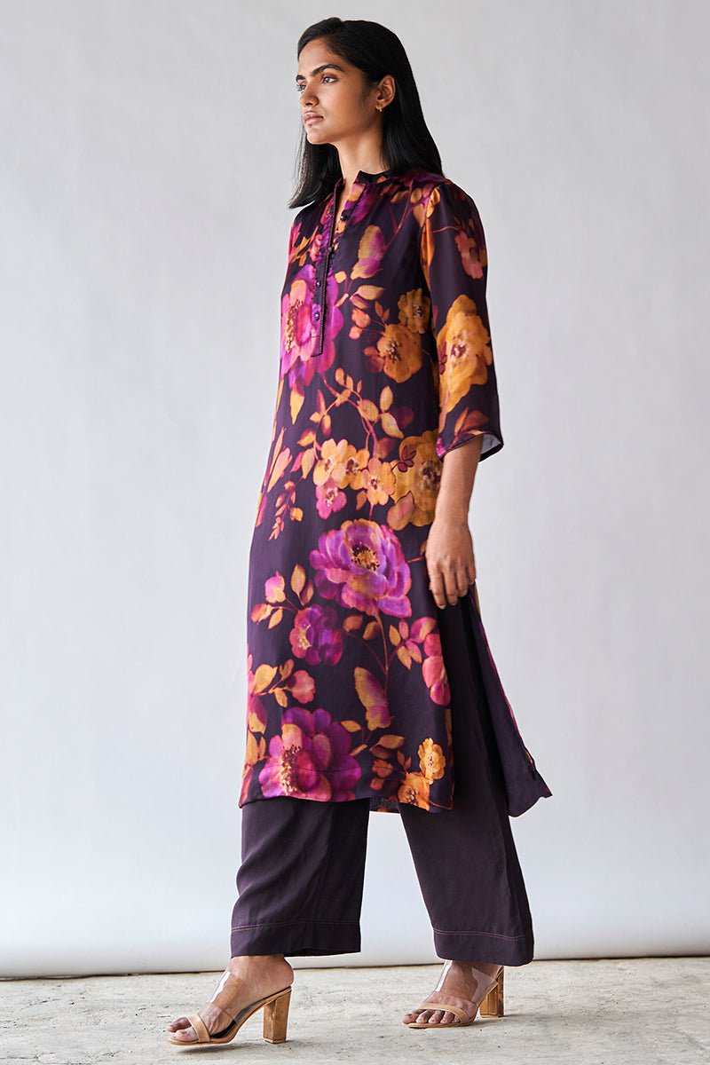 Deep Plum Floral Printed Co-ord Set