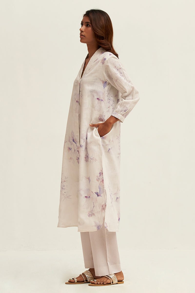 Lily White and Fair Orchid Cotton Linen Co-ord Set