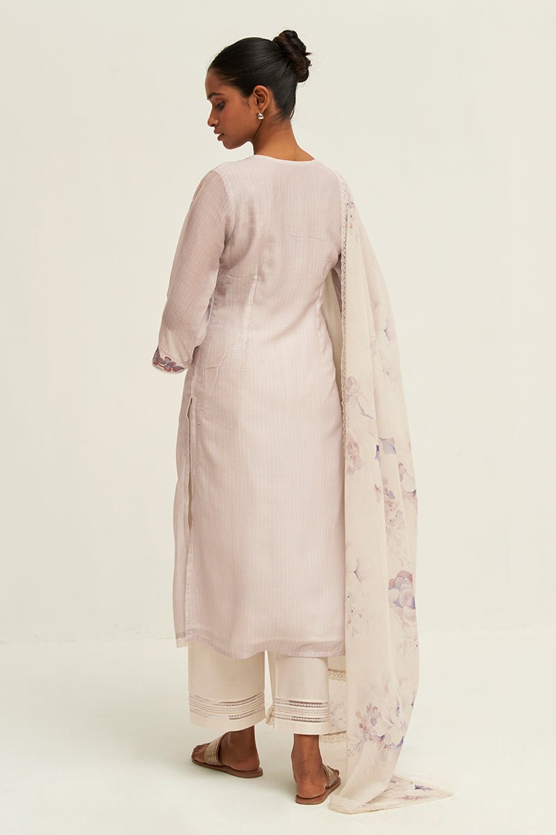 Lily White and Fair Orchid Bemberg Silk Salwar Suit