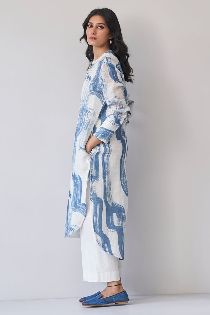 Marshmallow and Blue Linen Co-ord Set