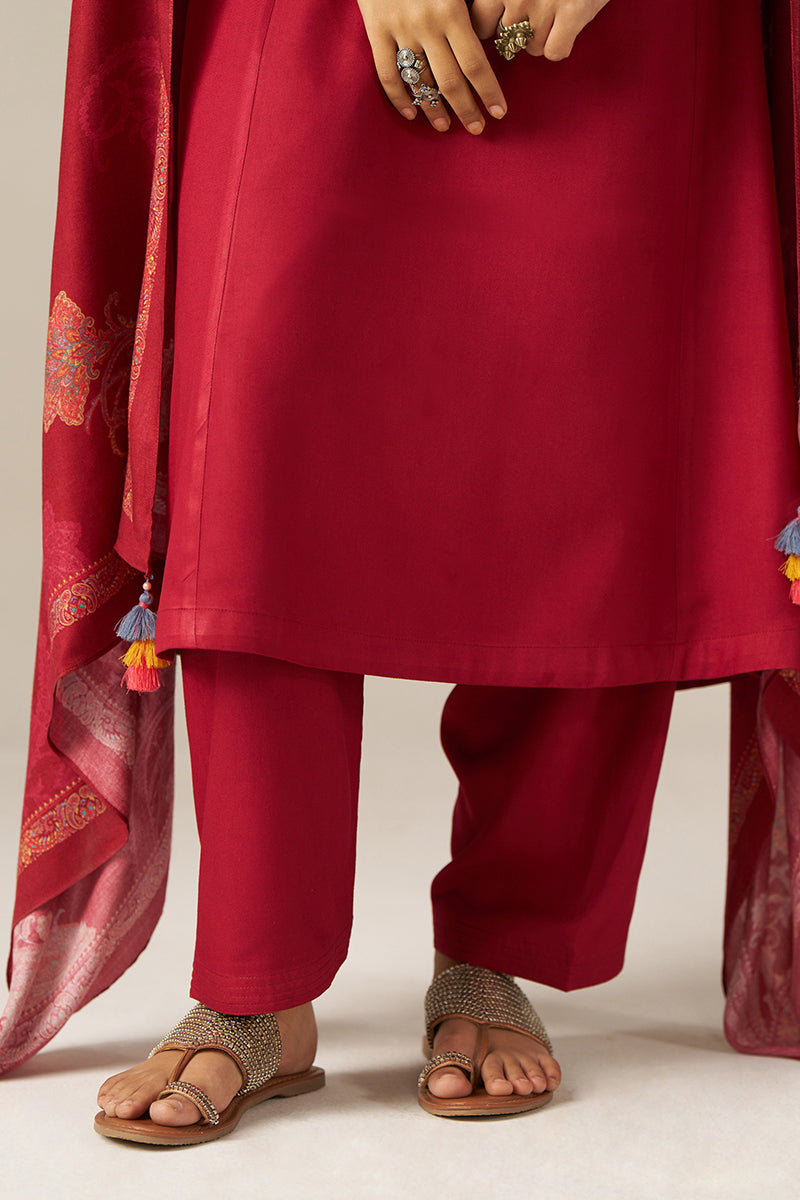 Garnet Red Pashmina Kurta Set