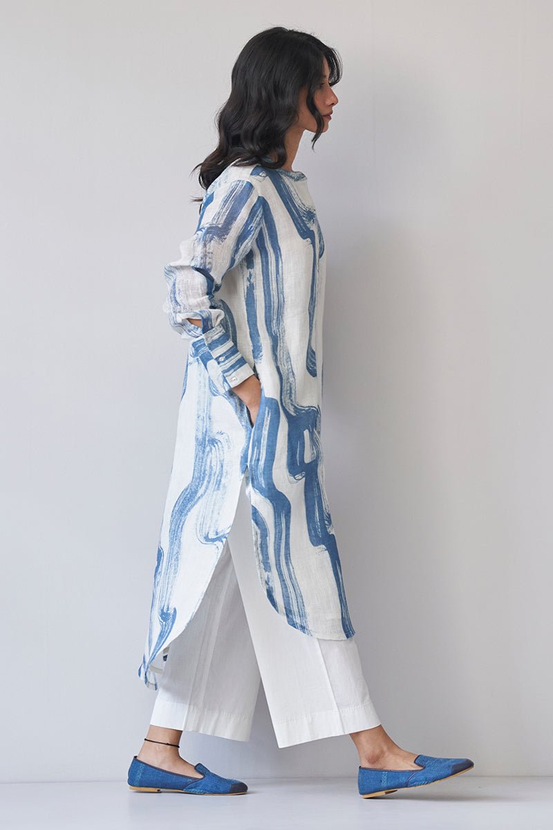 Marshmallow and Blue Linen Co-ord Set