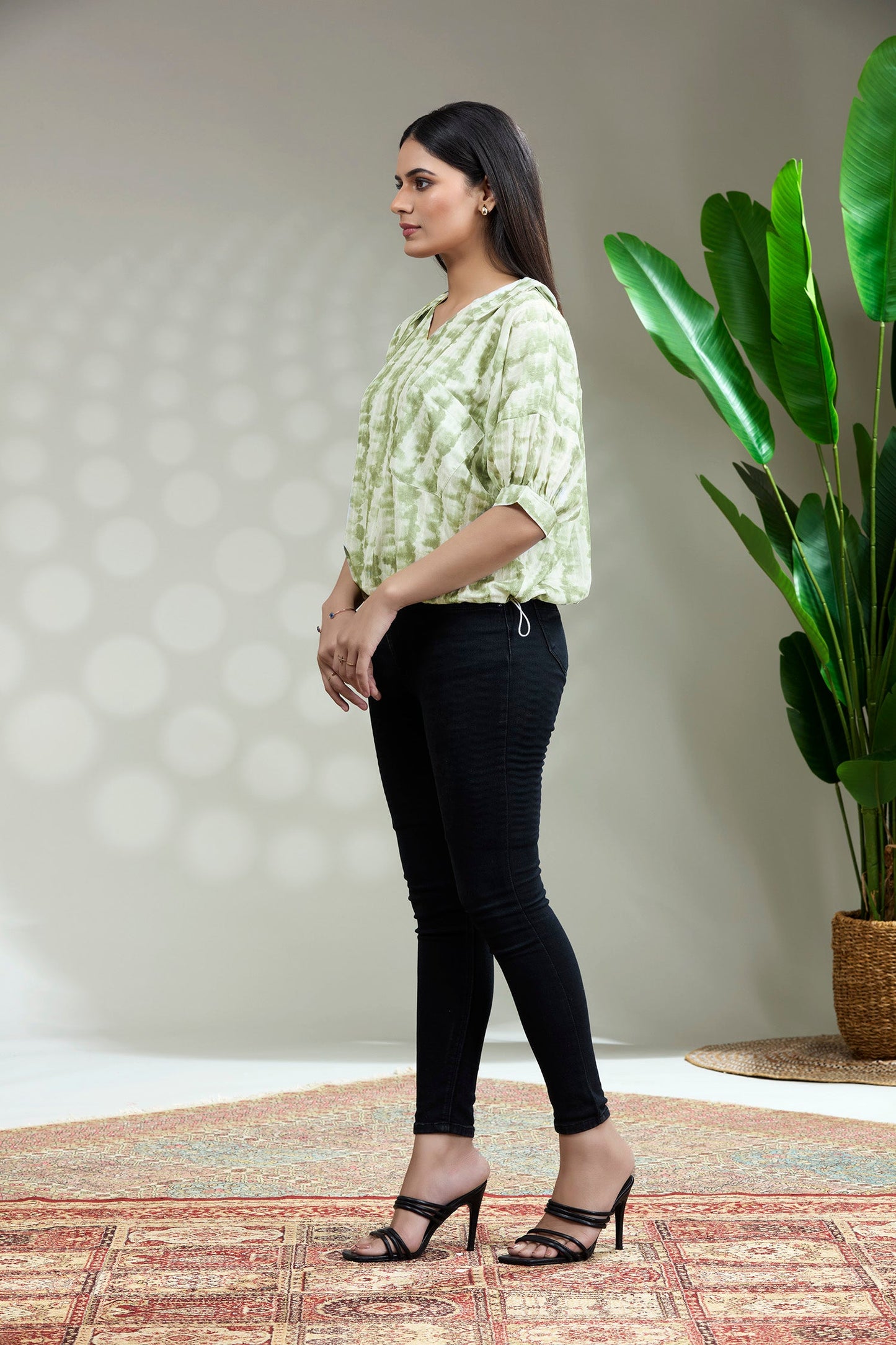 Floral printed pullover Top with Tie Dye