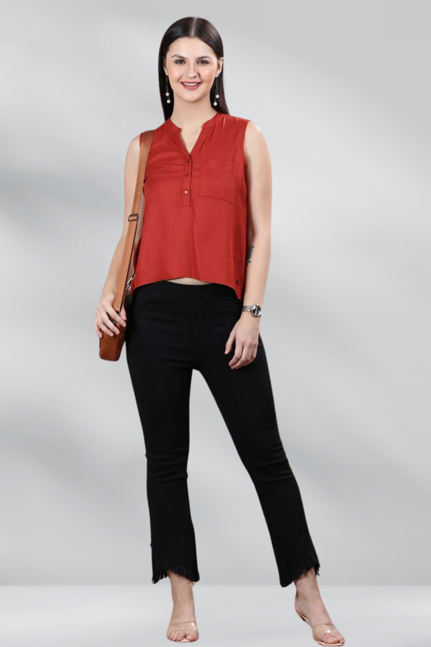 High low hem solid Sleeveless Top