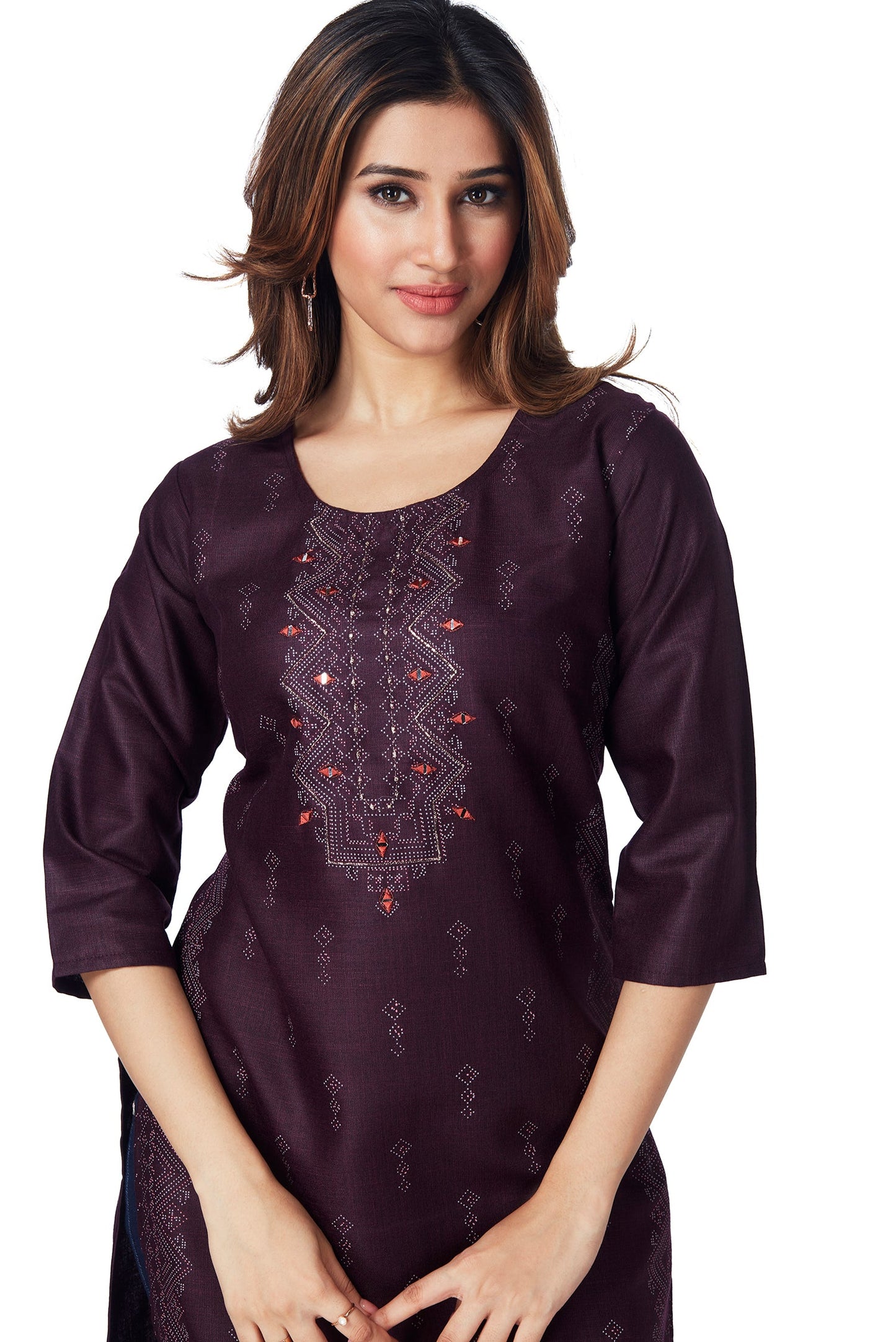 Daily wear Stylish cotton Kurti - Wine