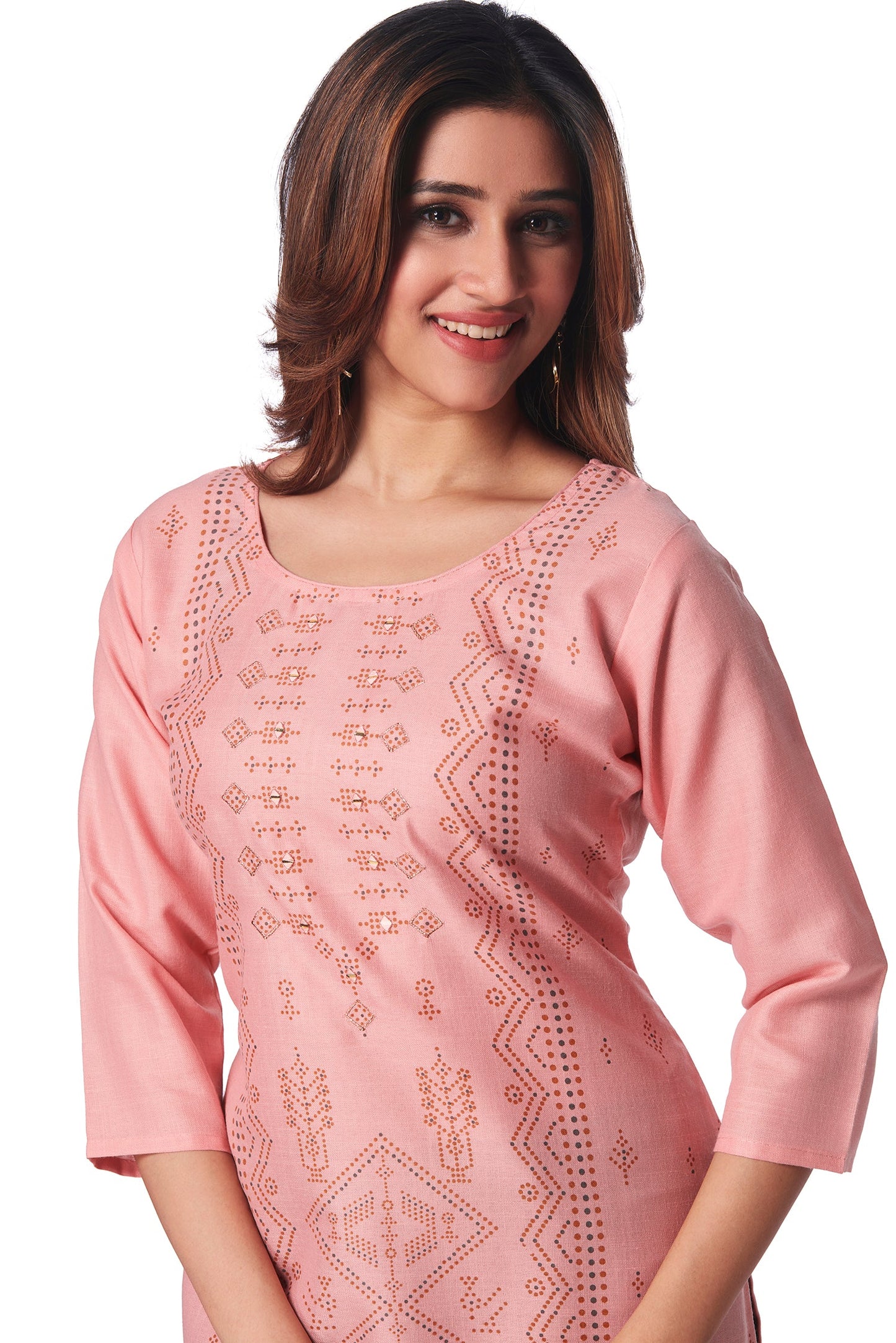 Dailywear Stylish cotton Kurti - Peach