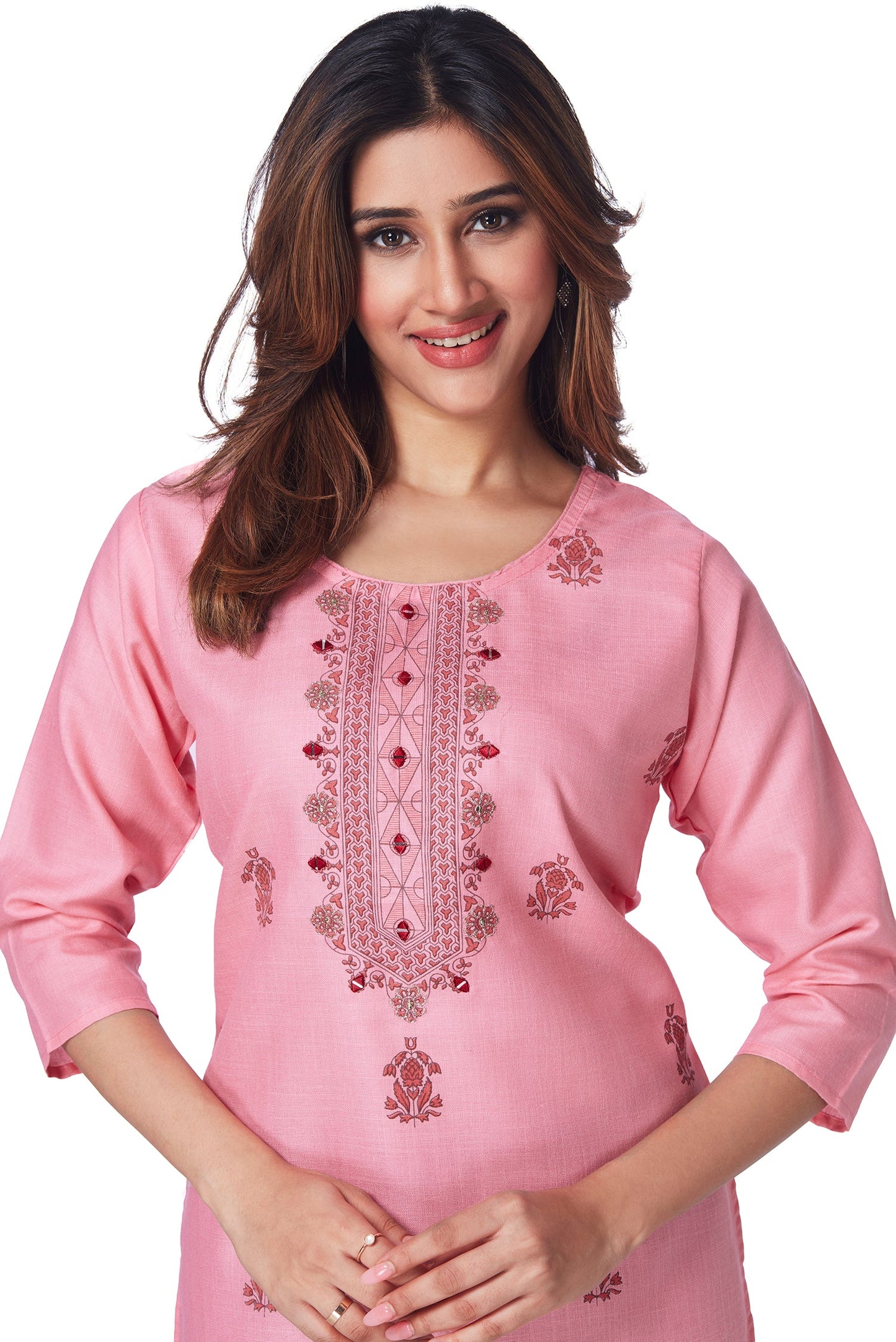 Dailywear Stylish cotton Kurti - Baby Pink