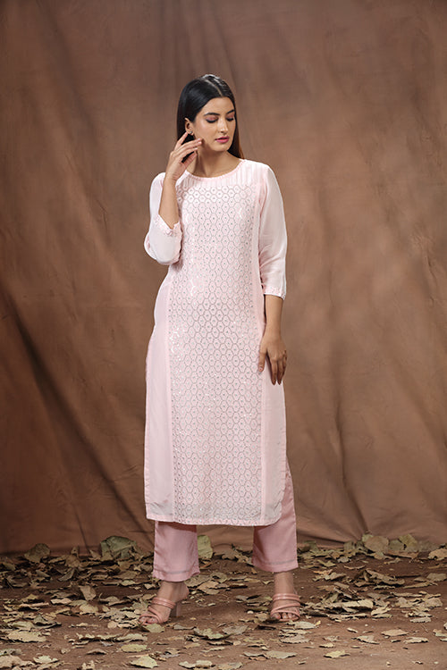 Crepe Long Kurti with Sequence Work