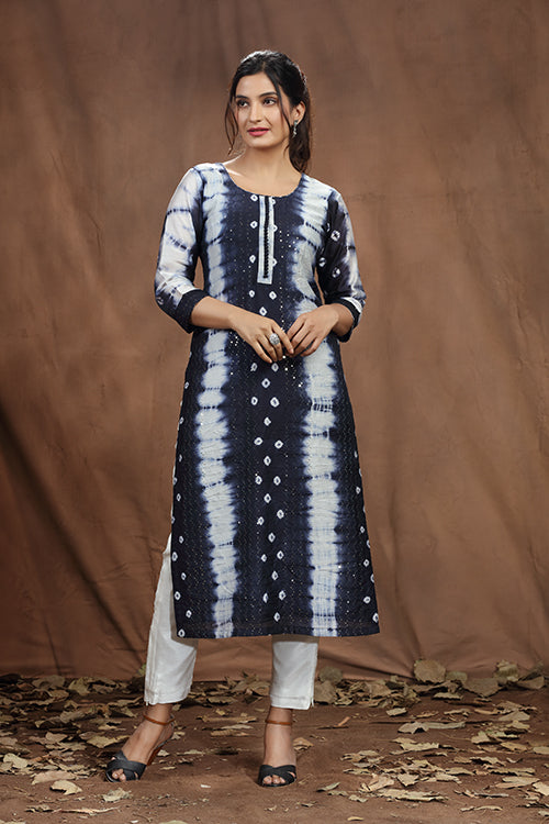 Chanderi Silk Long Kurti with Tie & Dye print