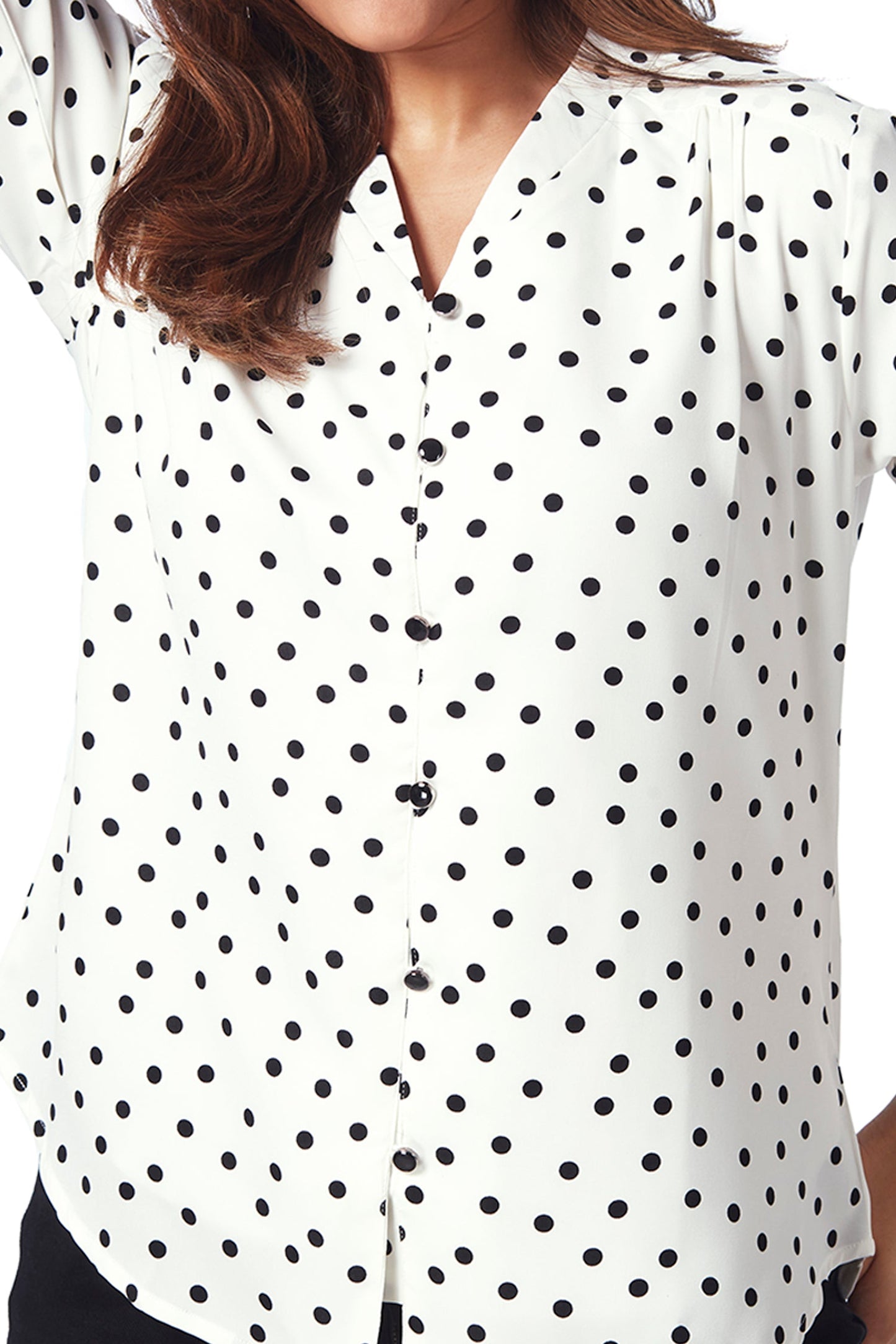 Polka Dot Satin V neck Top