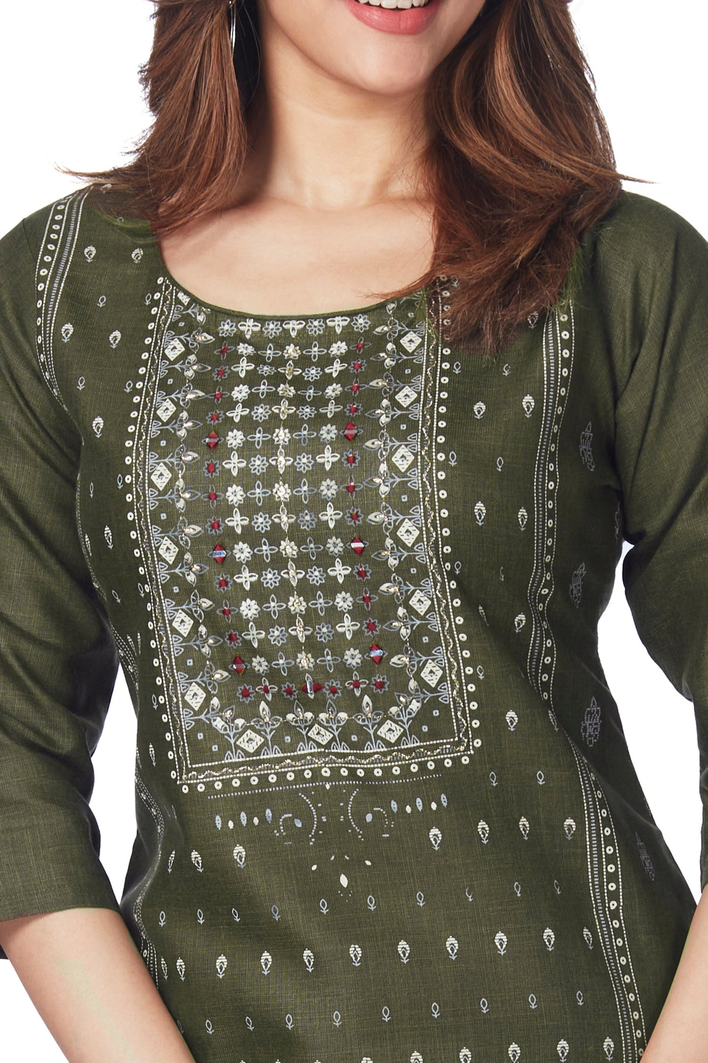 Dailywear Stylish cotton Kurti - Mehendi