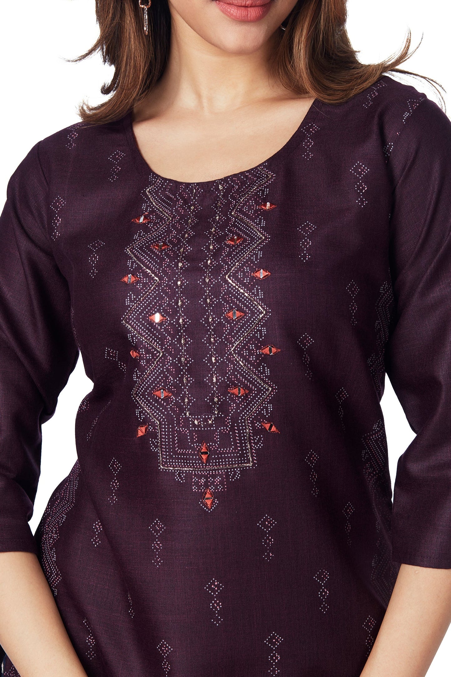 Daily wear Stylish cotton Kurti - Wine