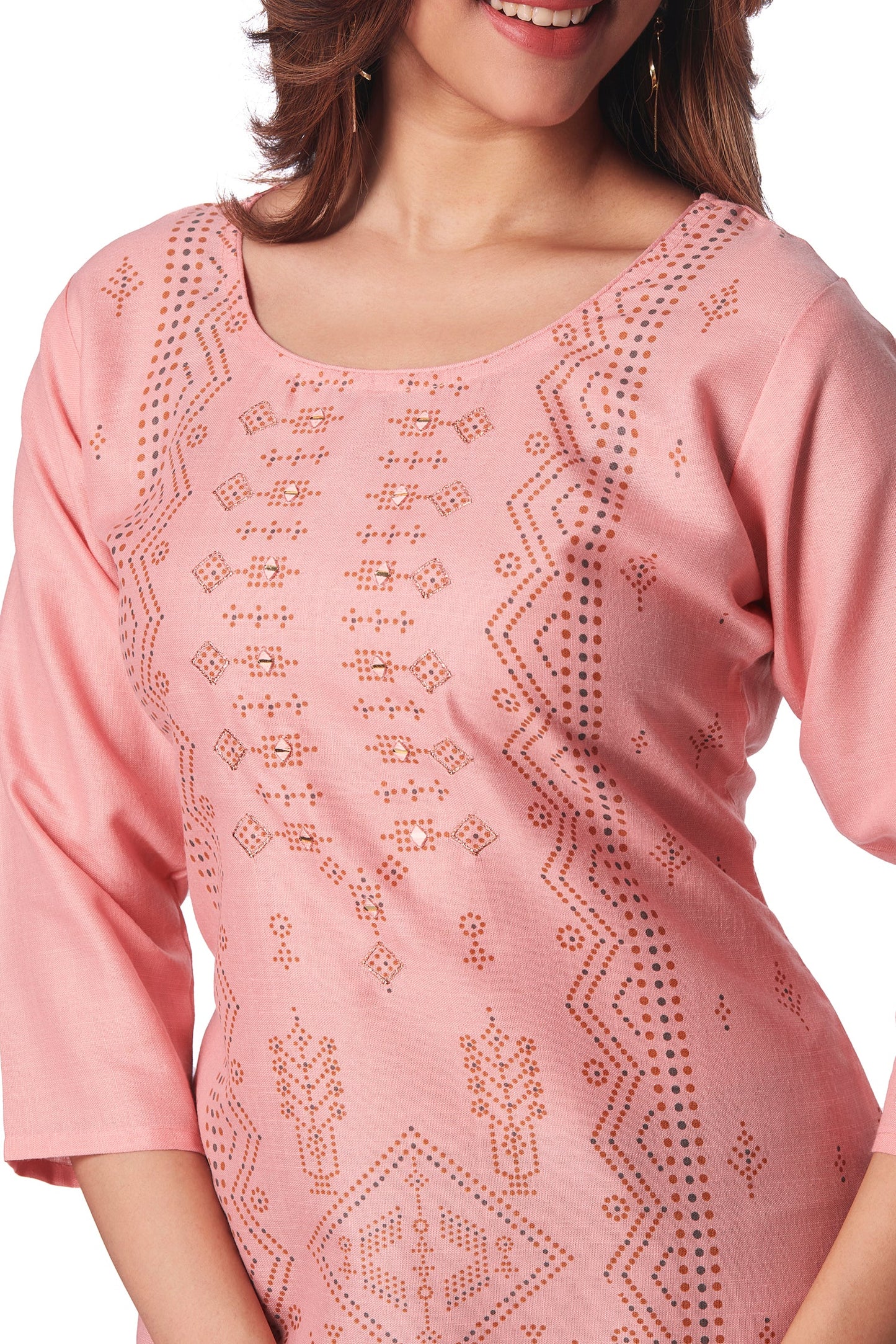 Dailywear Stylish cotton Kurti - Peach