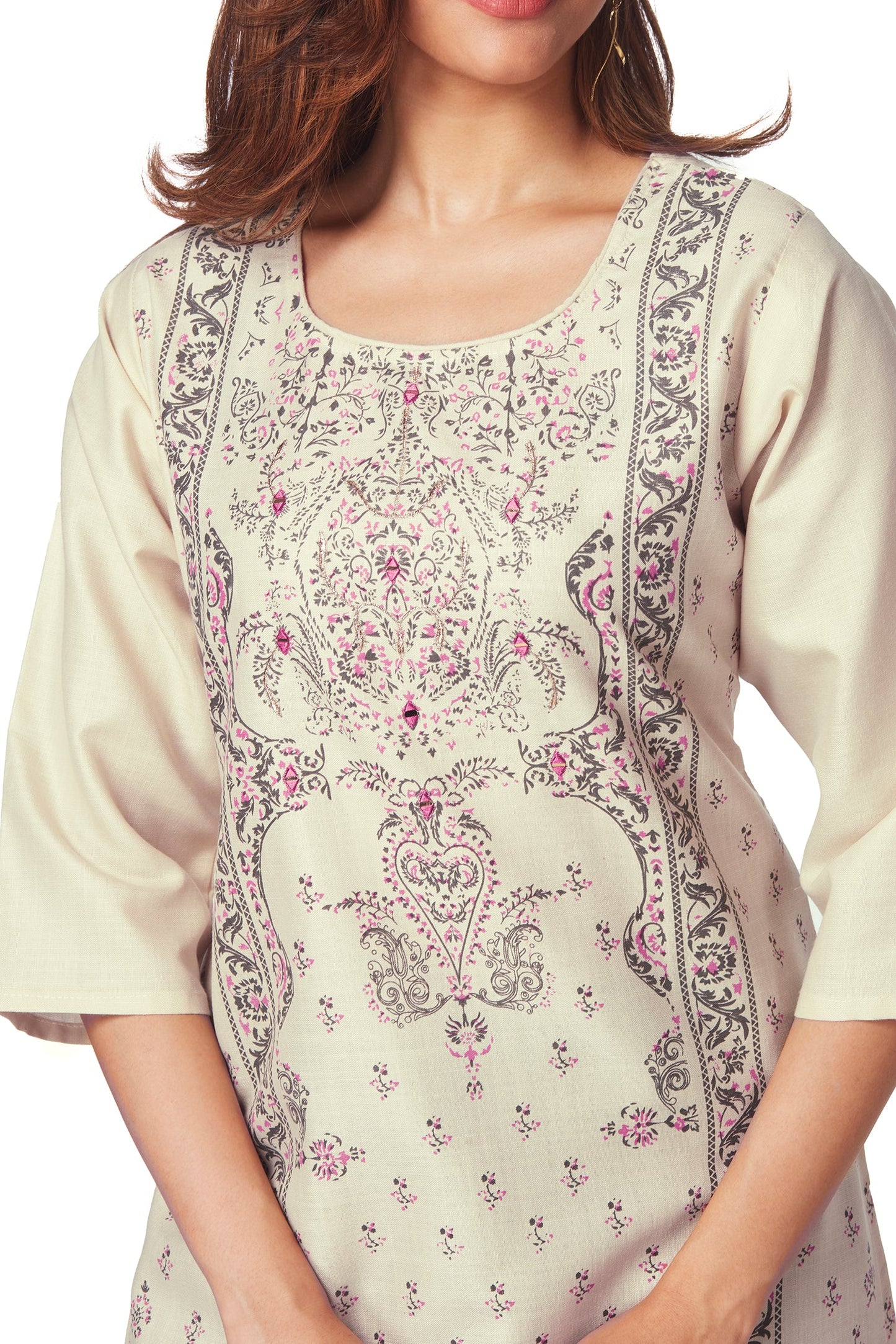 Dailywear Stylish cotton Kurti - Beige