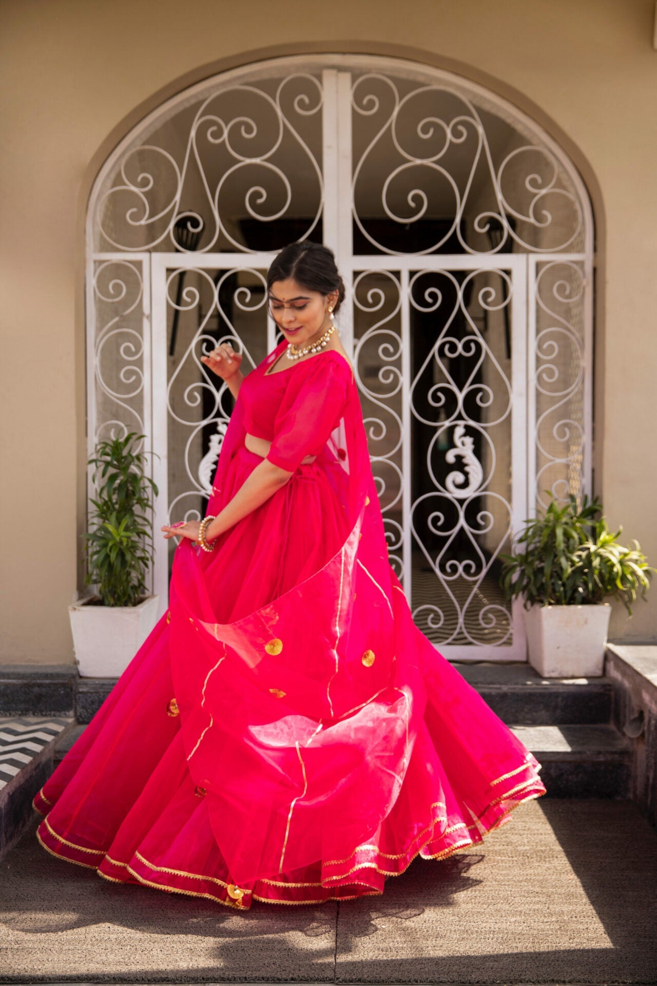 ORGANZA PUFF SLEEVES LEHENGA