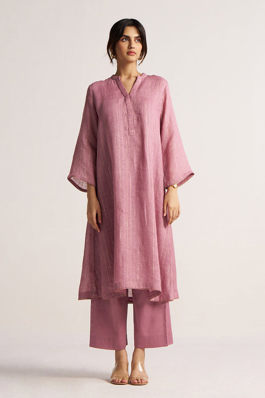 Lilac Zari Linen Festive Co-ord Set