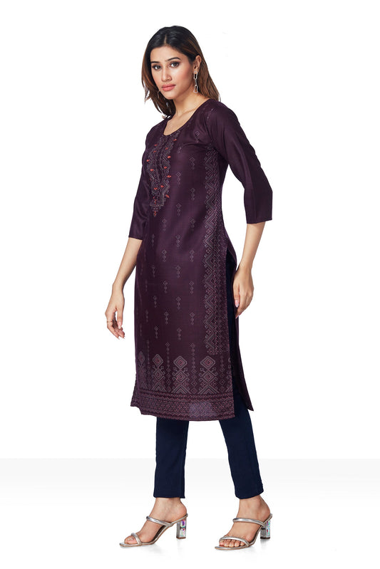 Daily wear Stylish cotton Kurti - Wine