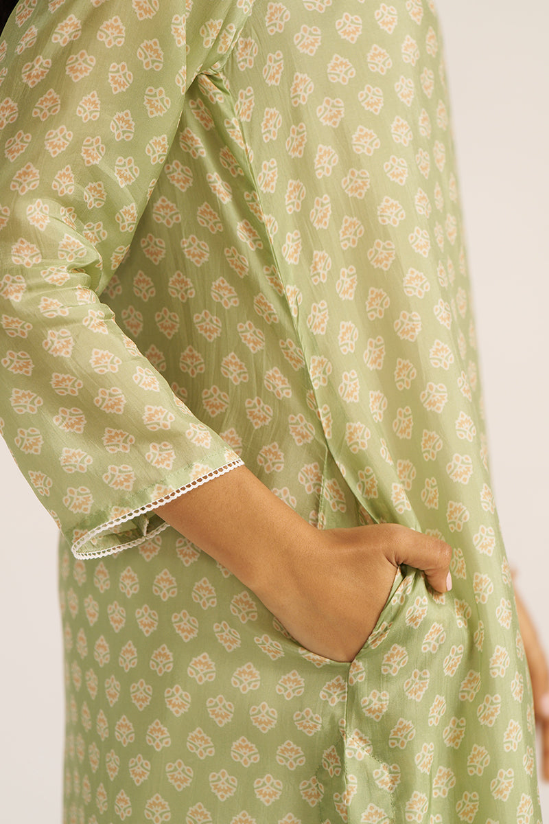 Pistachio Green Silk Kurta