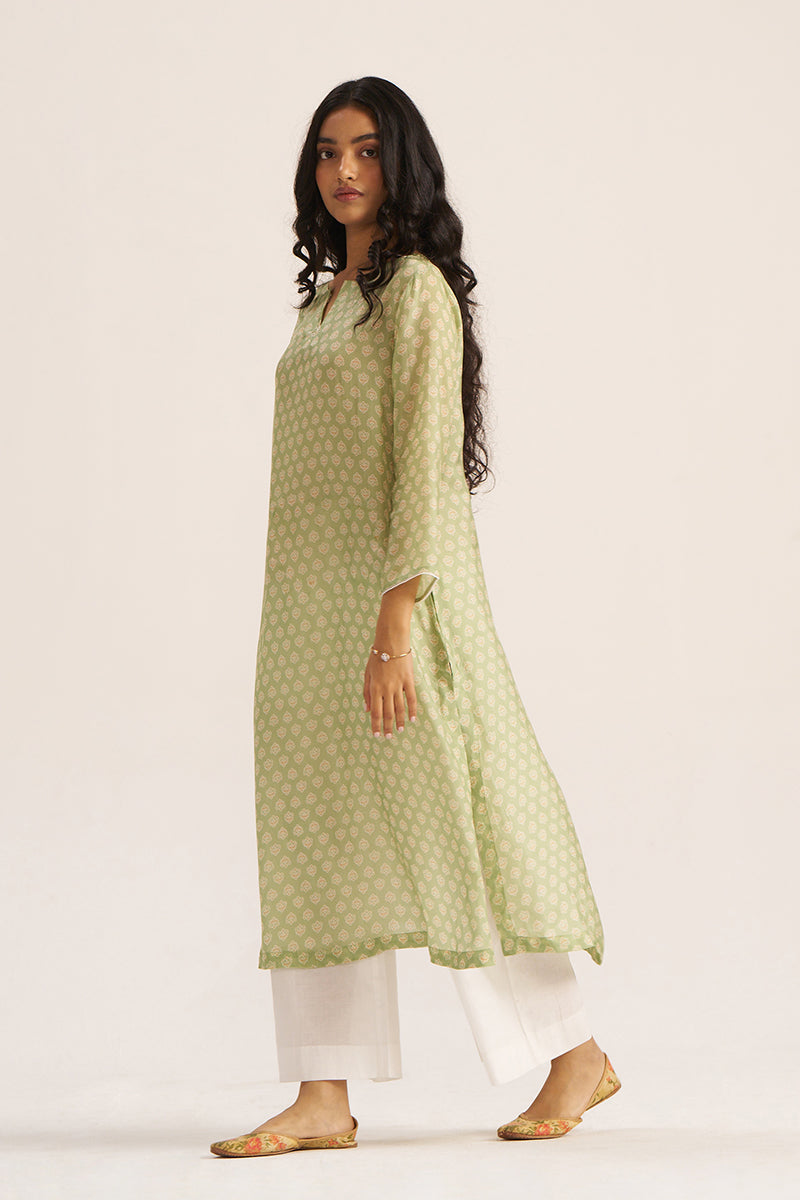 Pistachio Green Silk Kurta