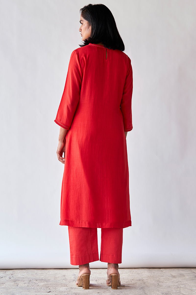 Red Bemberg Silk Co-ord Set