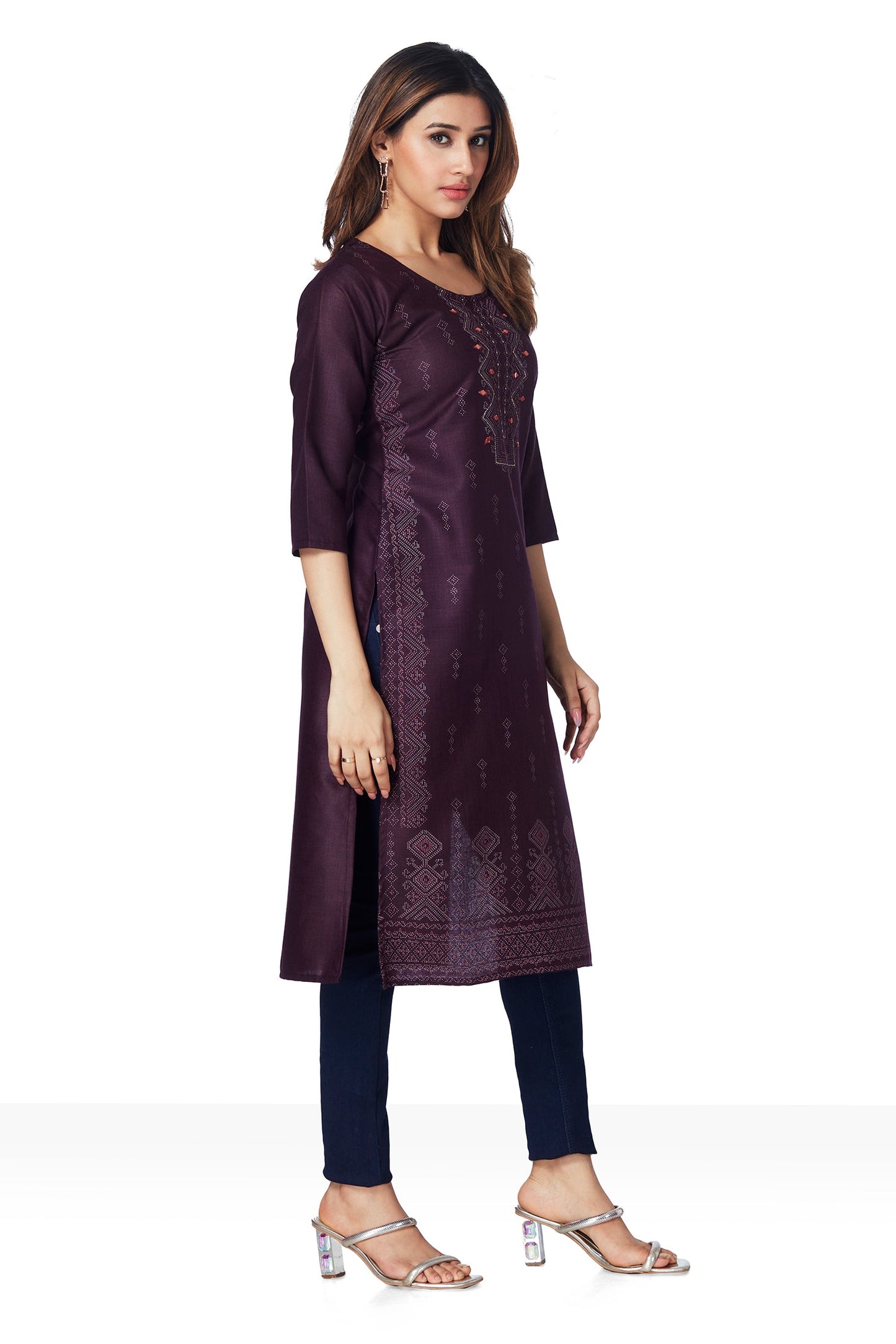 Daily wear Stylish cotton Kurti - Wine