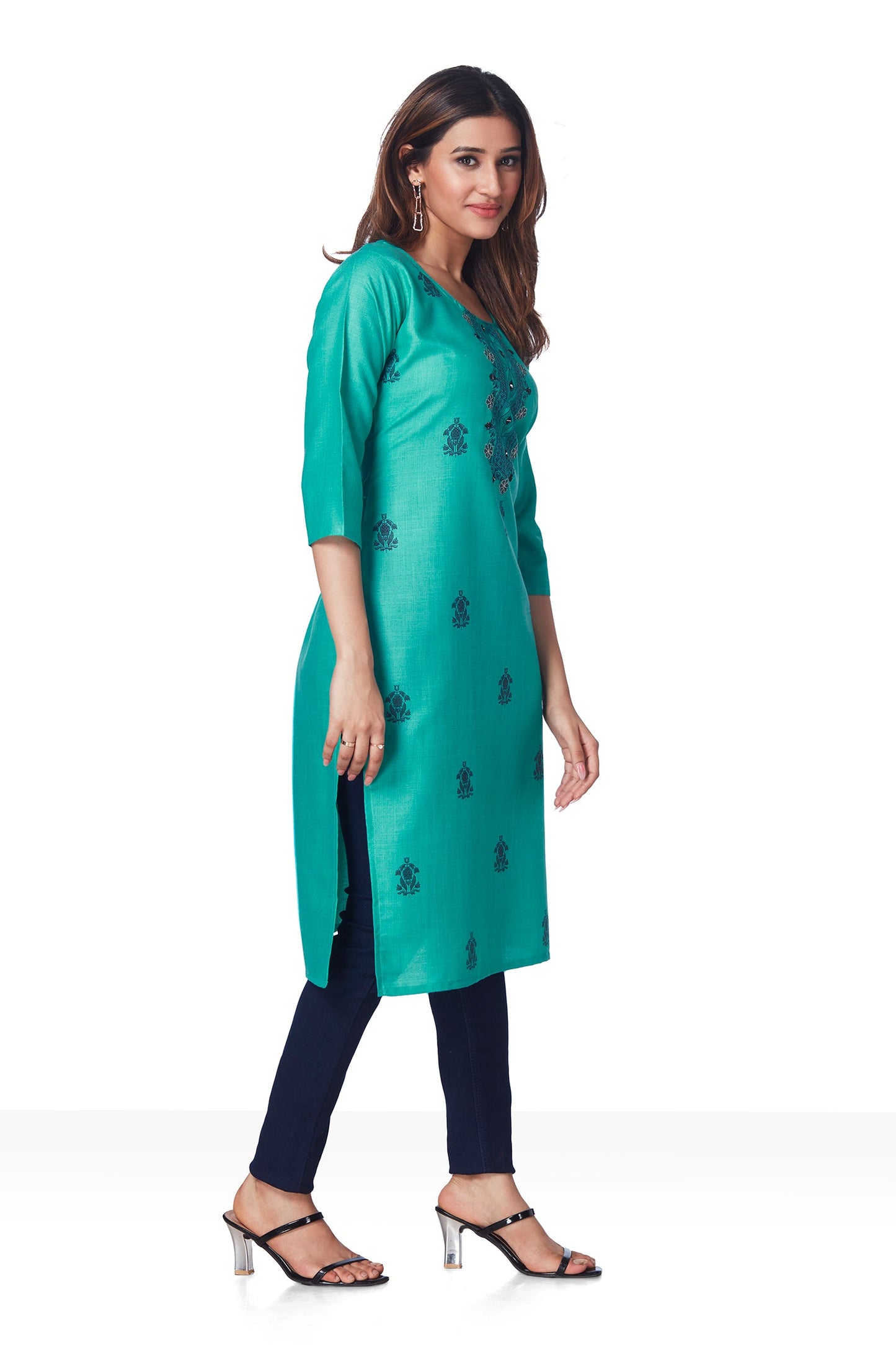 Daily wear Stylish cotton Kurti - Rama Green