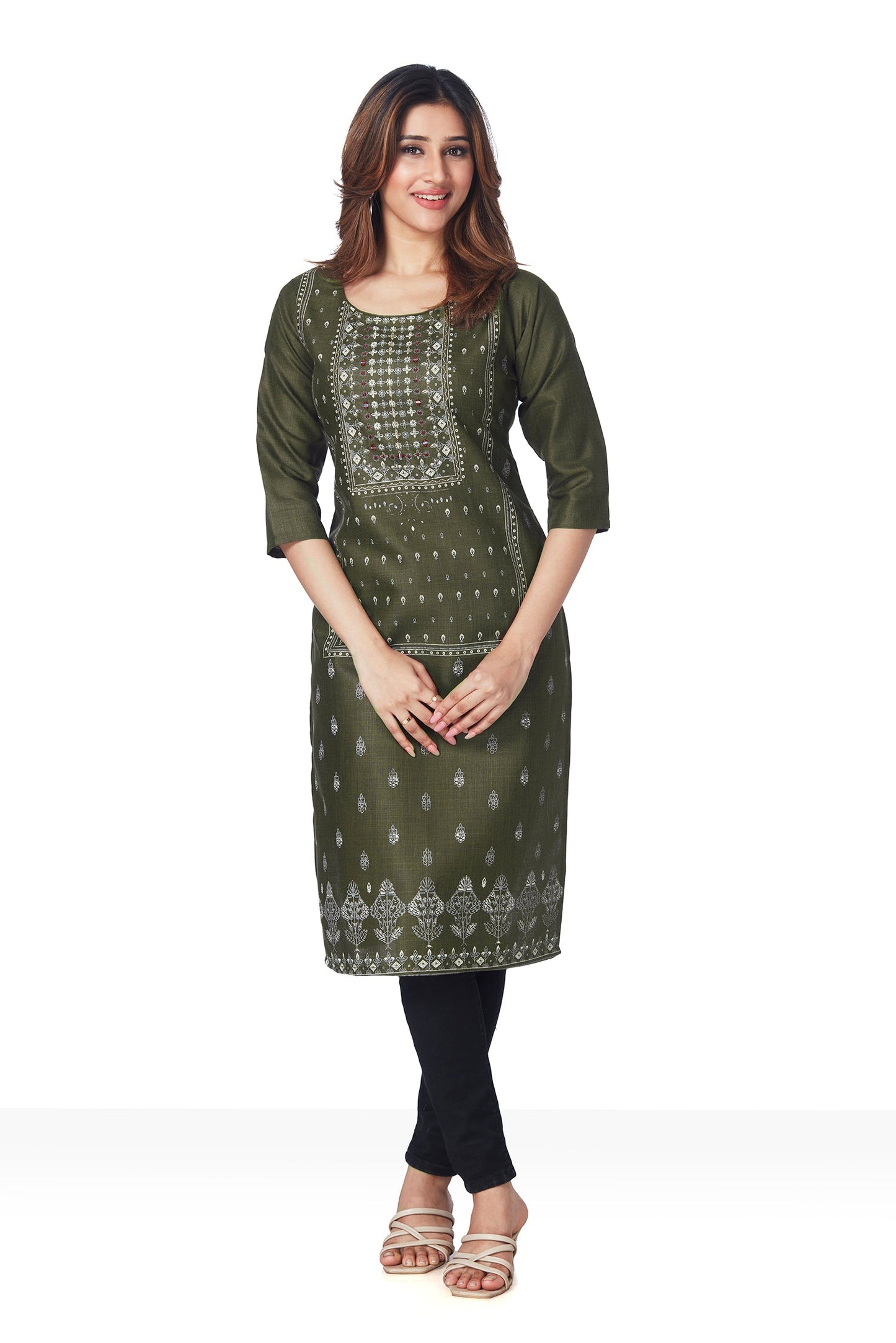 Dailywear Stylish cotton Kurti - Mehendi