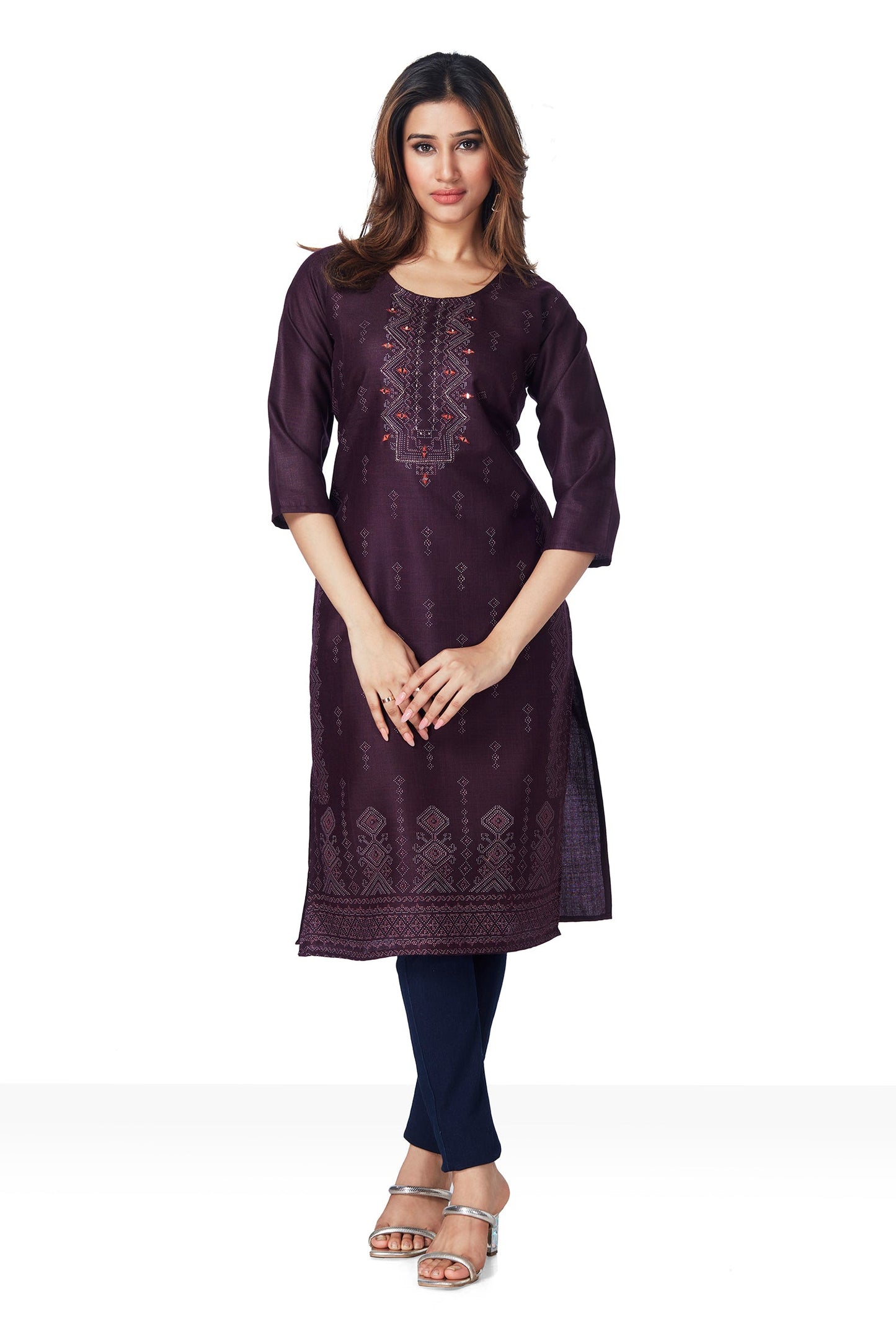 Daily wear Stylish cotton Kurti - Wine