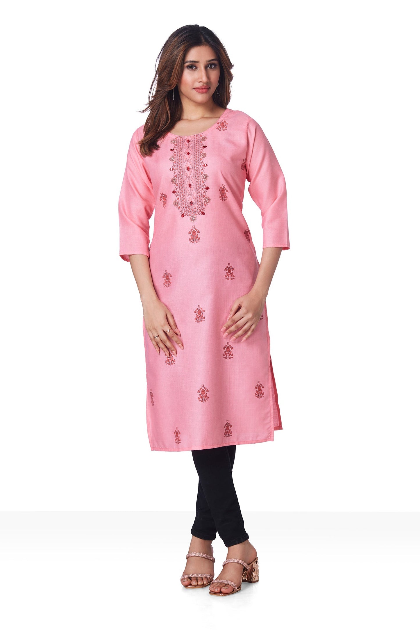 Dailywear Stylish cotton Kurti - Baby Pink