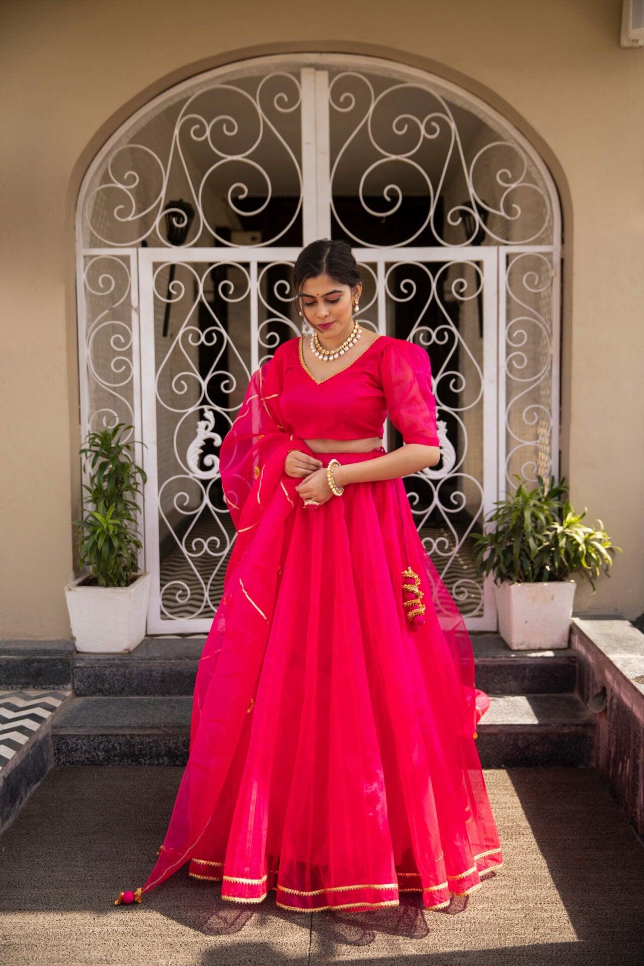 ORGANZA PUFF SLEEVES LEHENGA