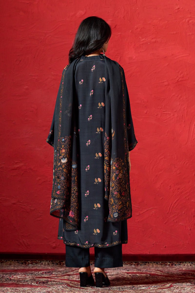 Black Muslin Print Salwar Suit