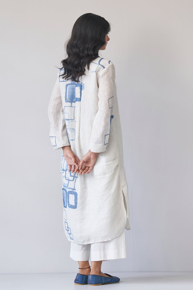 Marshmallow and Blue Linen Co-ord Set