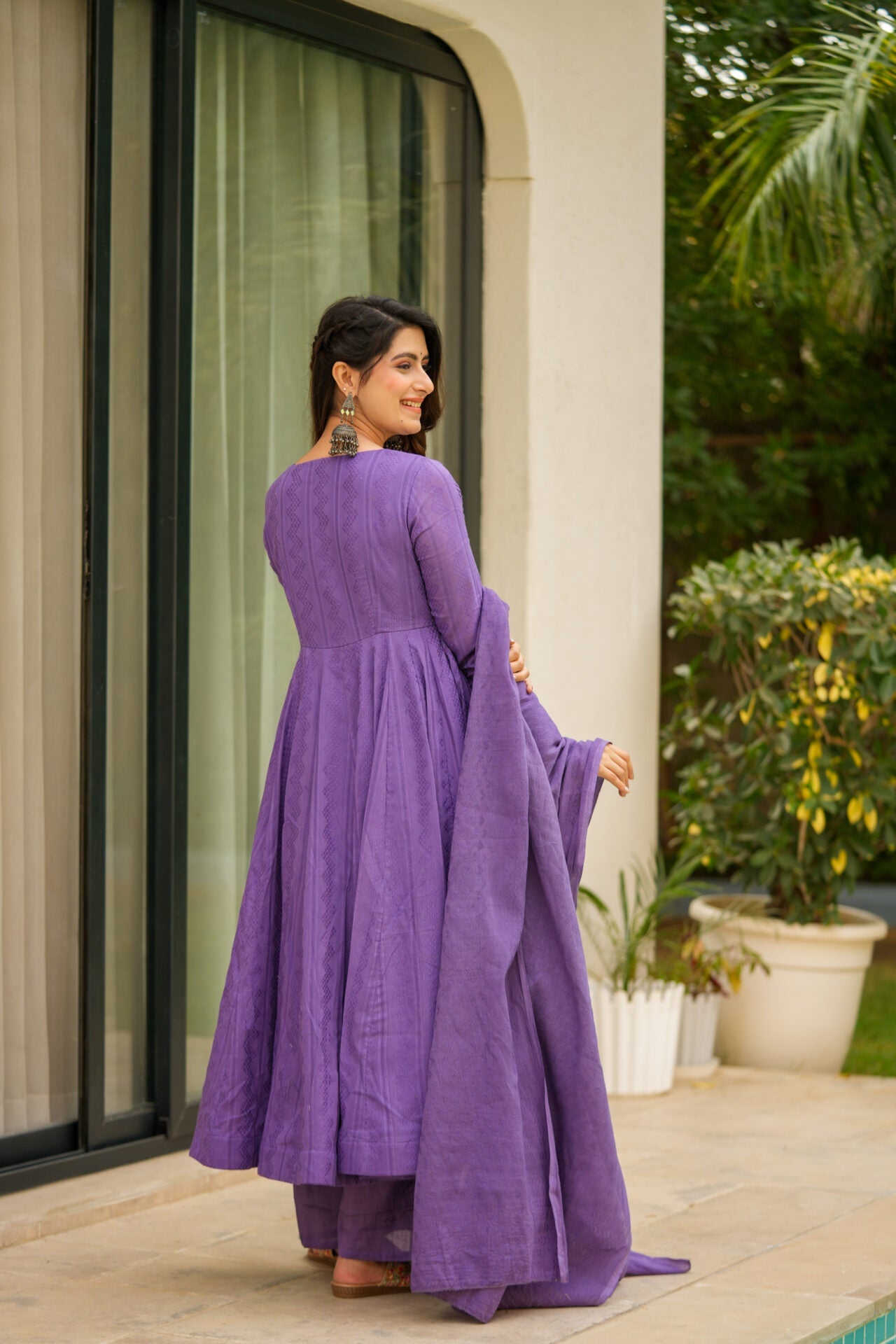 Sheeja purple suit set