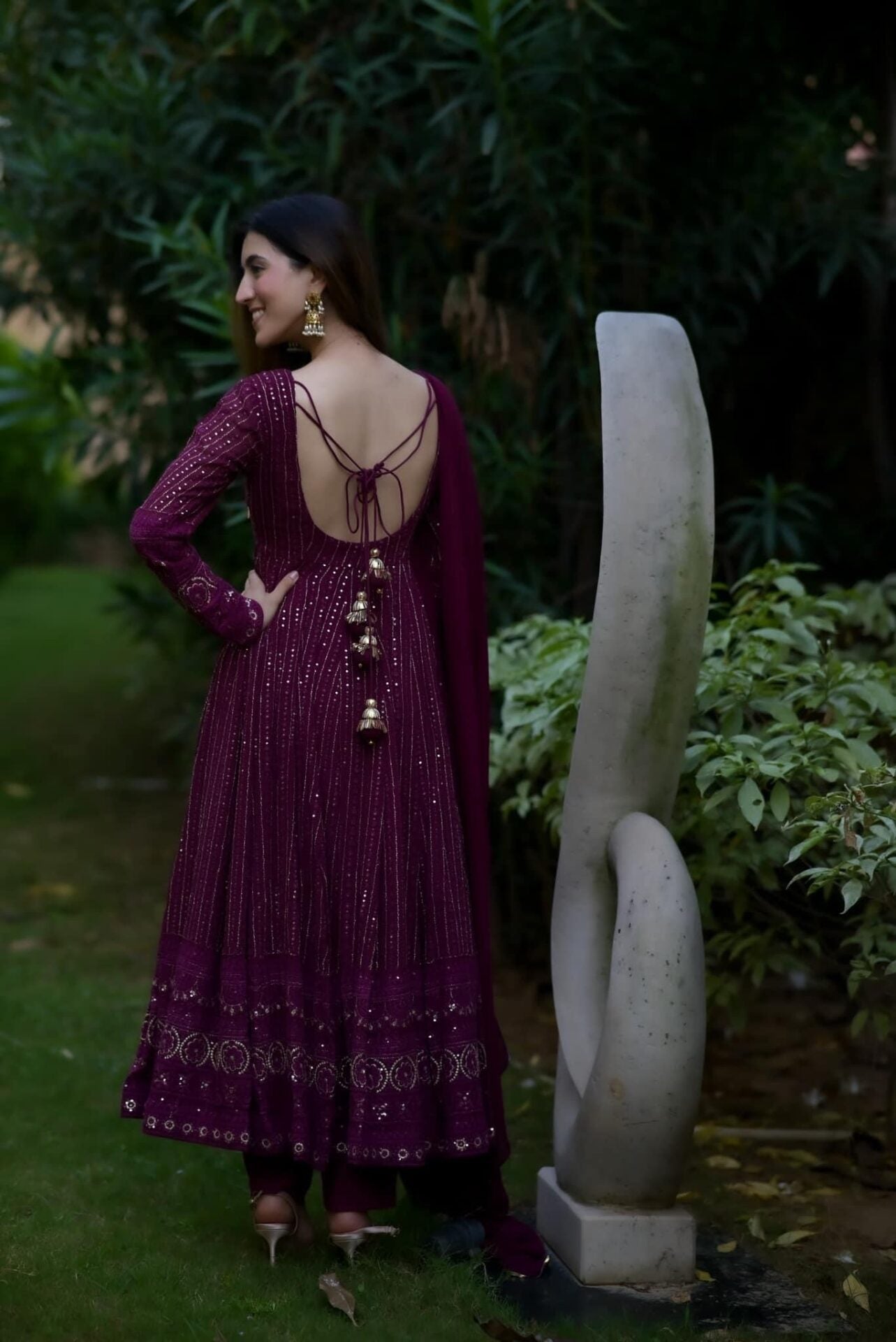 Pravya purple embroidered suit set