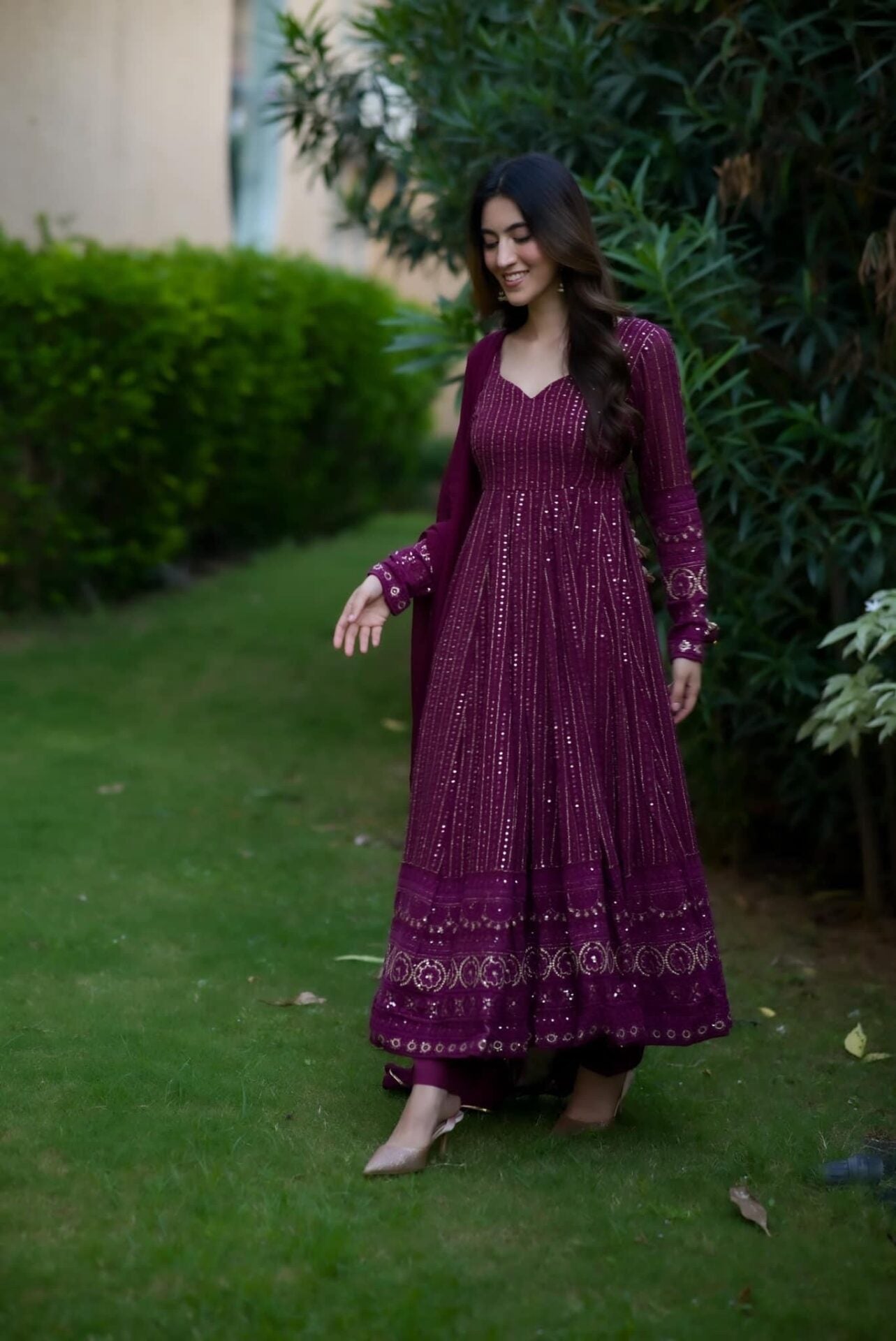 Pravya purple embroidered suit set