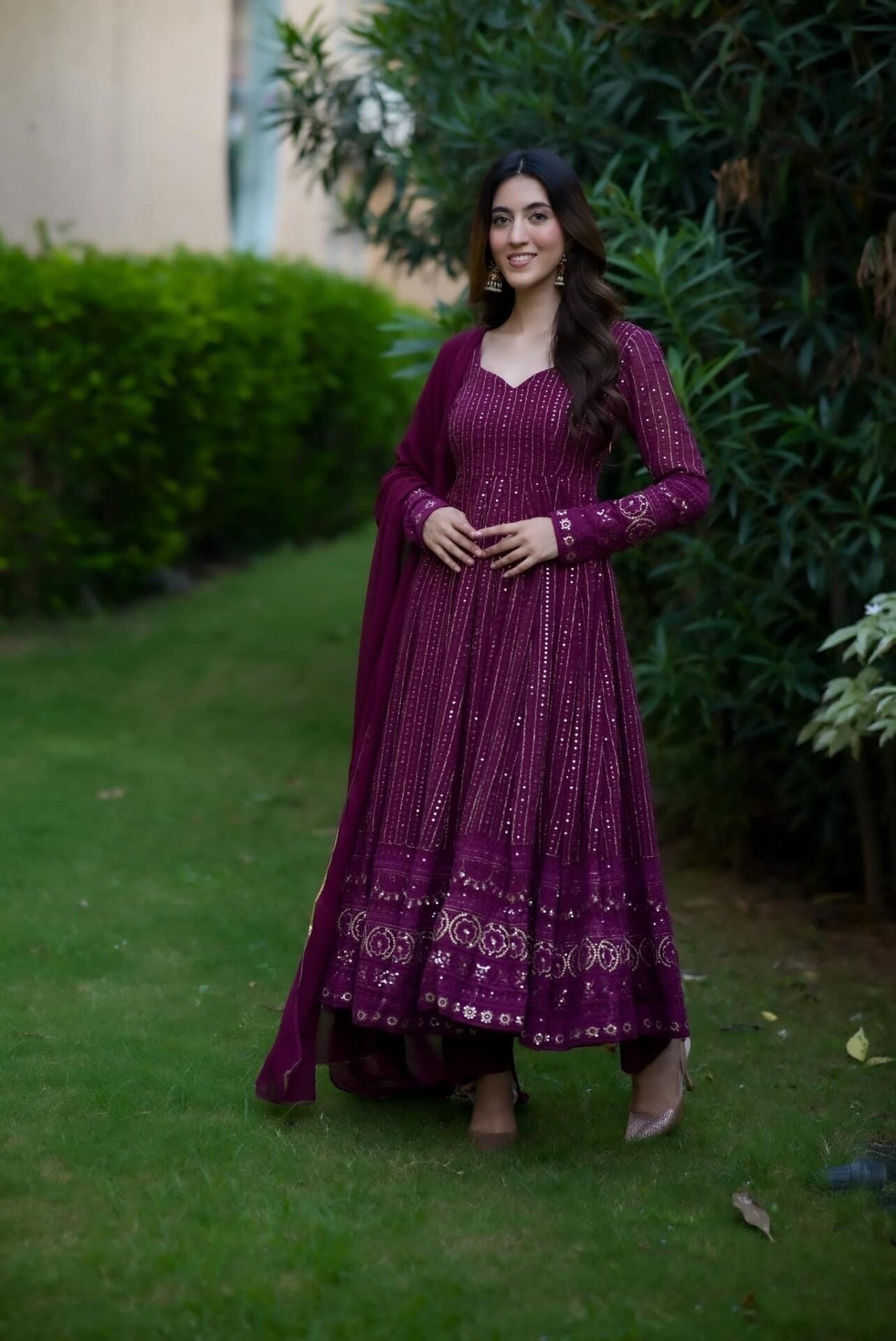 Pravya purple embroidered suit set