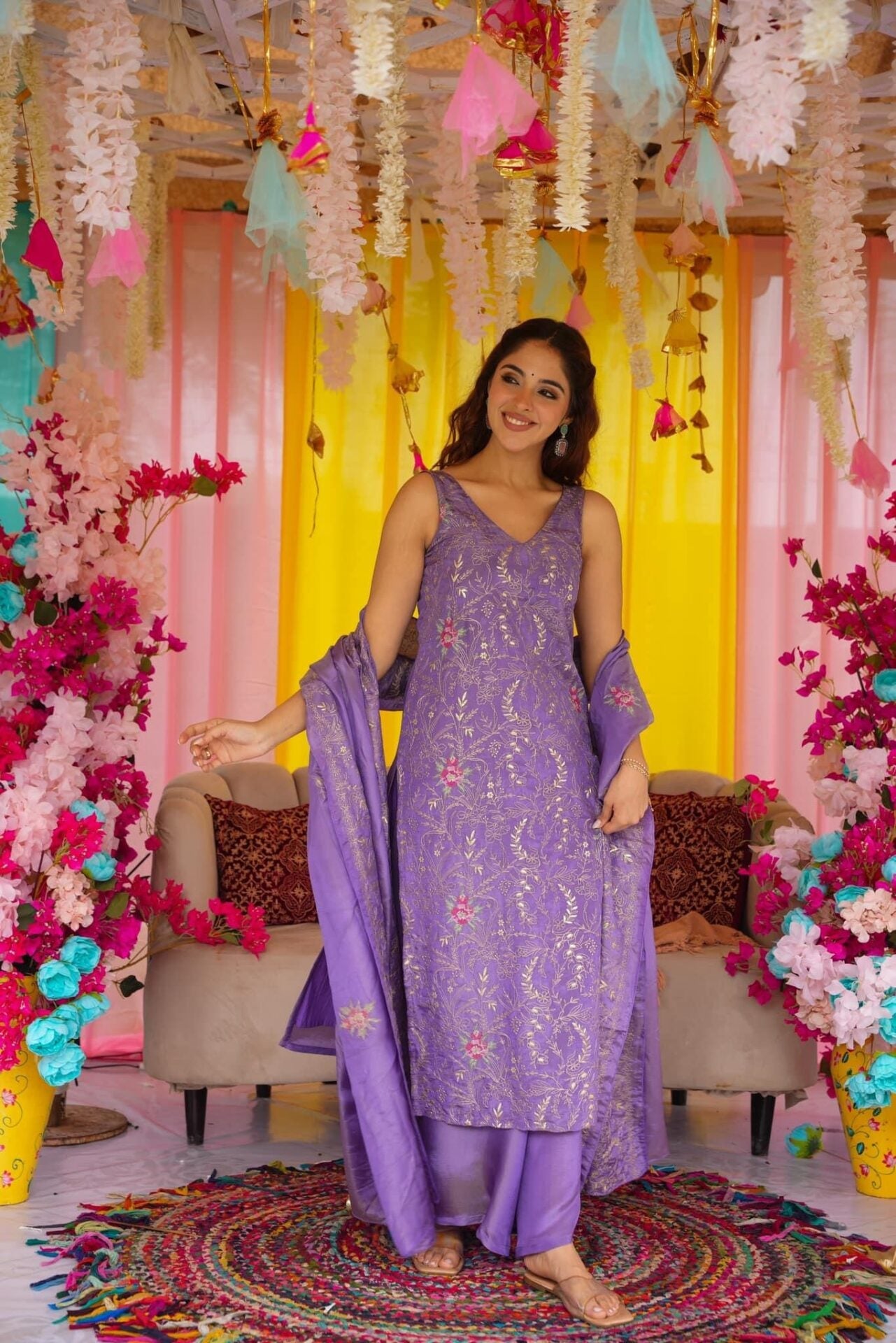 Regal Purple Straight Suit Set