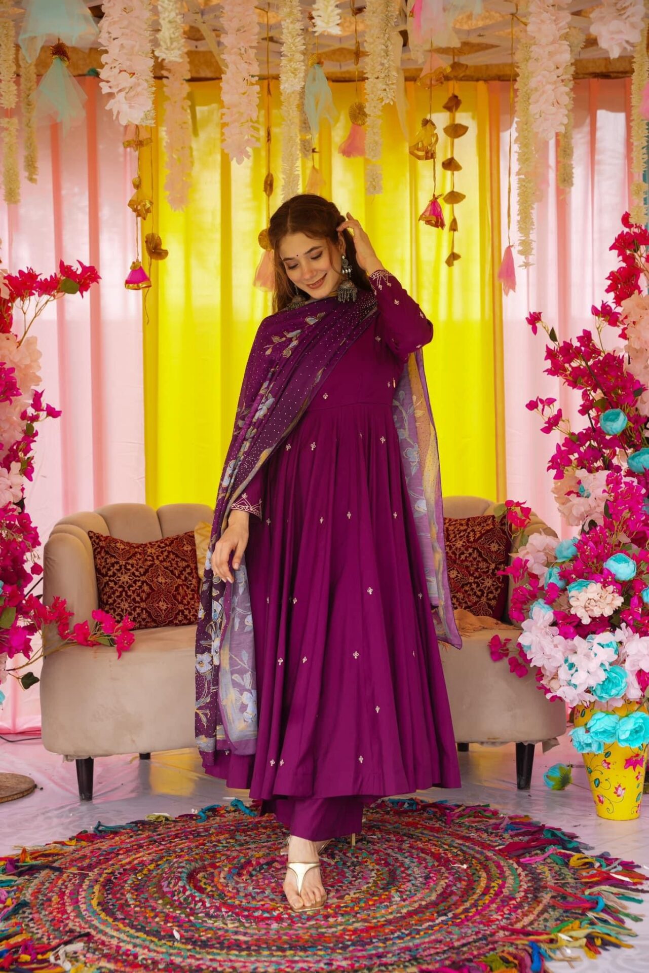 Imperial Purple muslin suit set