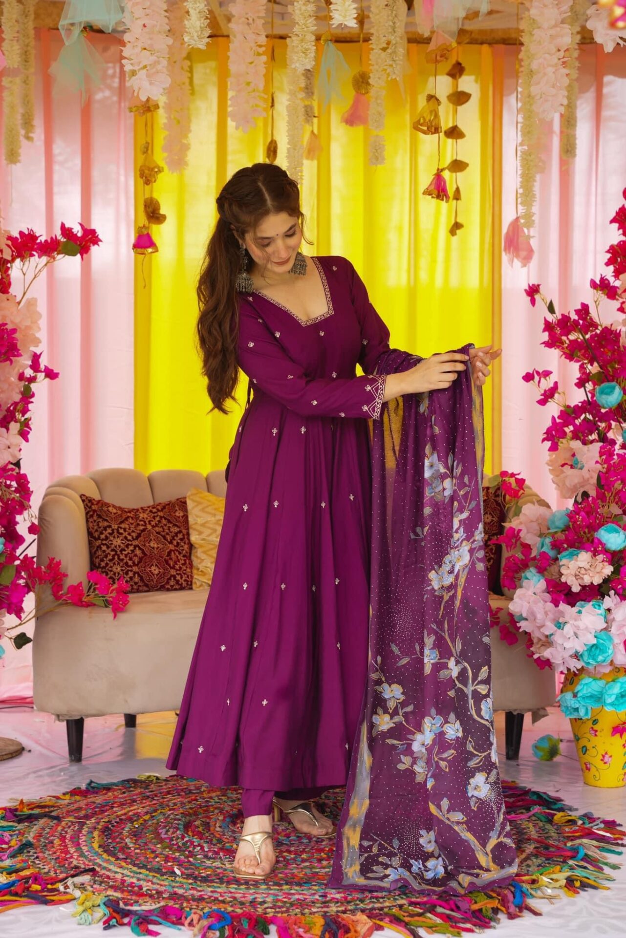 Imperial Purple muslin suit set