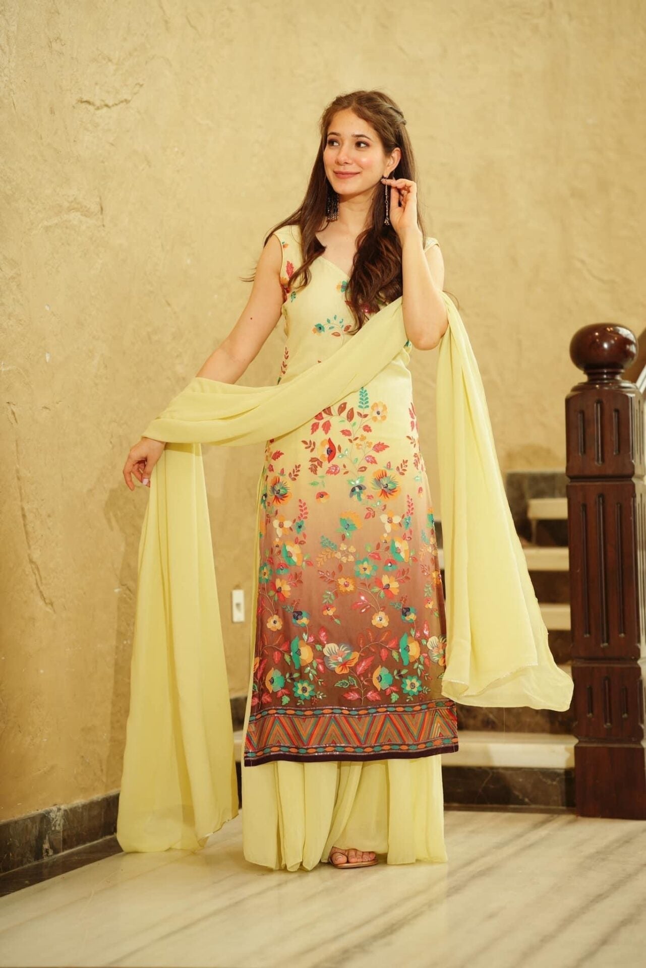 Archita Yellow Embroidered Kurta Set