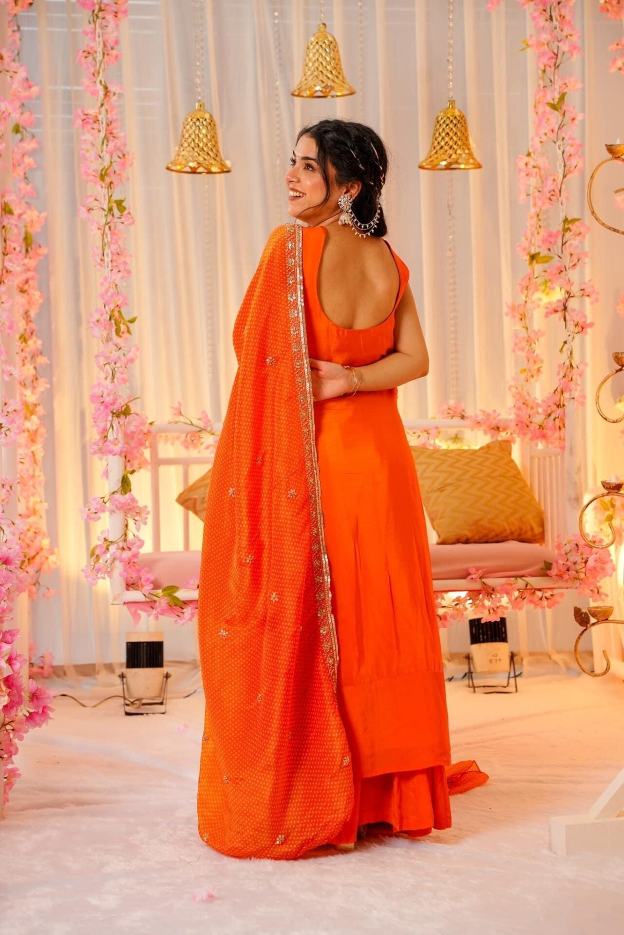 Saffron silk heavy suit set