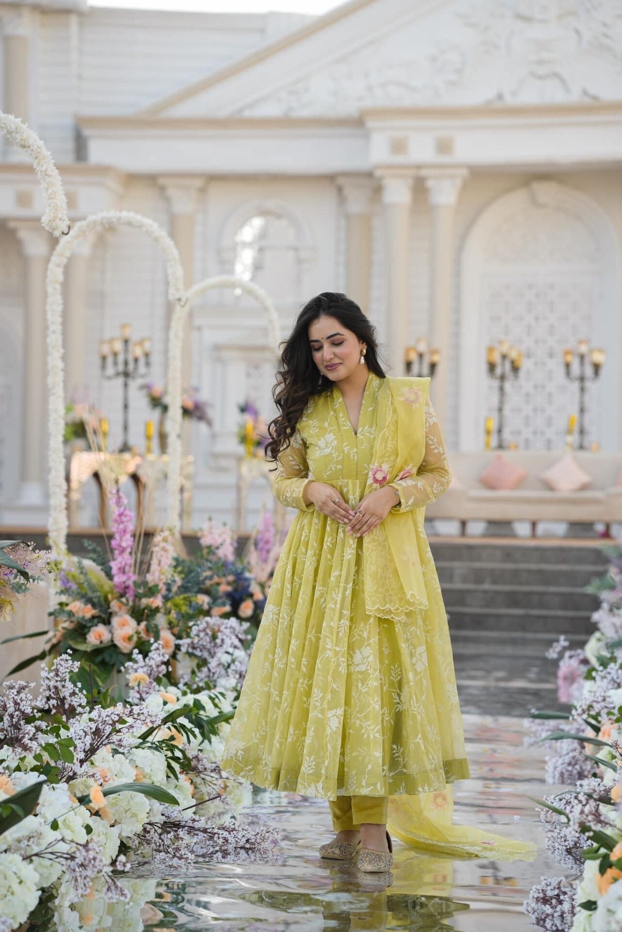 Faded yellow organza suit set