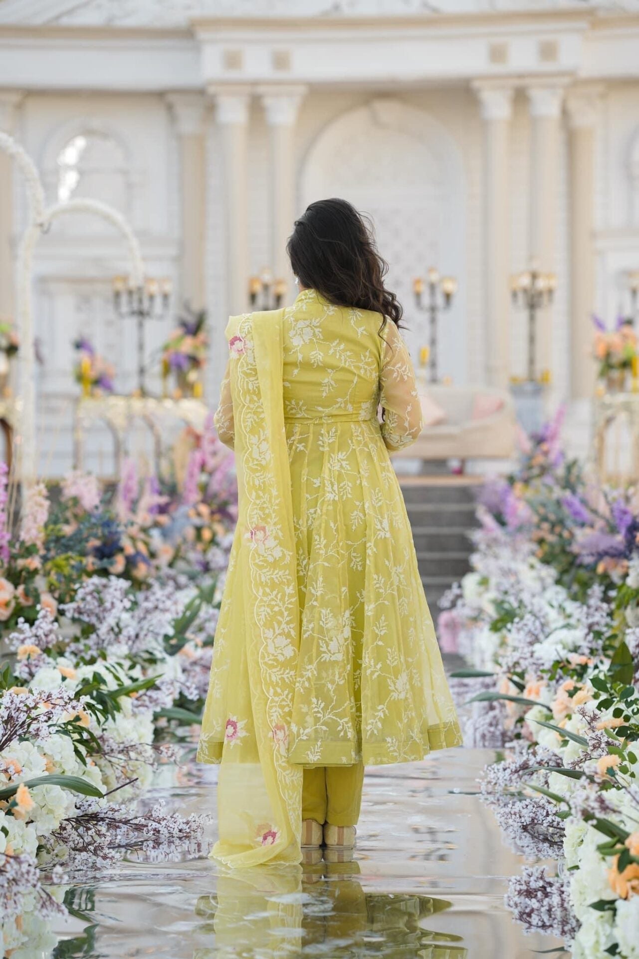 Faded yellow organza suit set