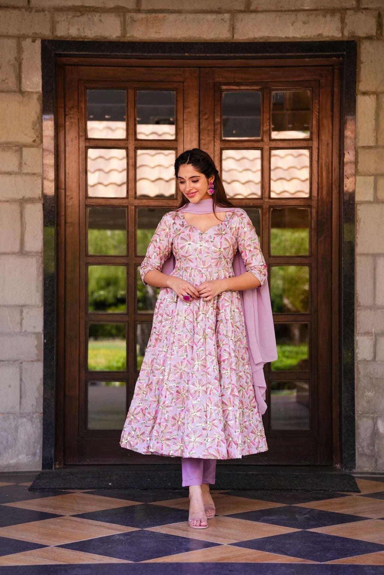 graceful cascade georgette suit set