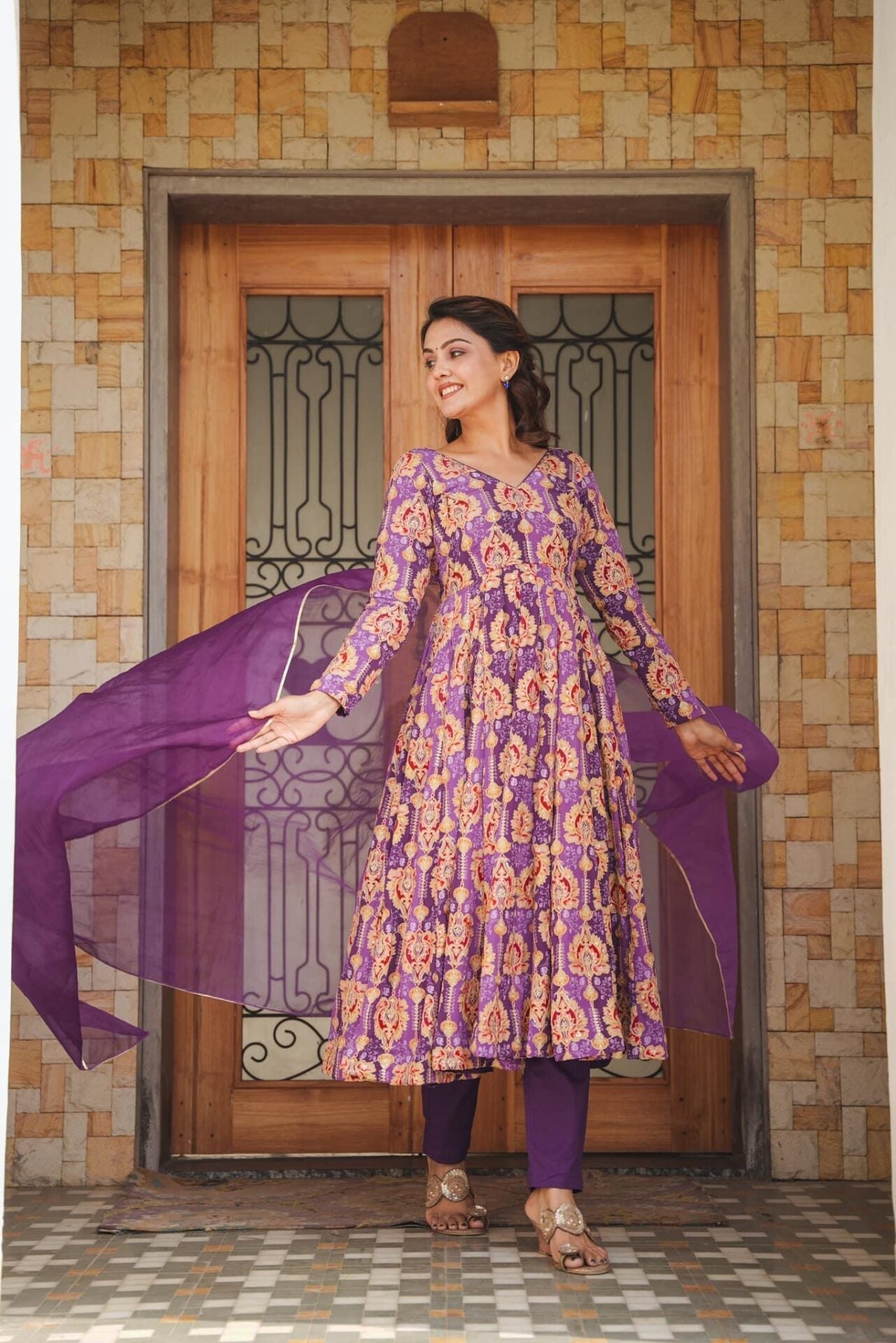 PRANAVI PURPLE HEAVY SUIT SET