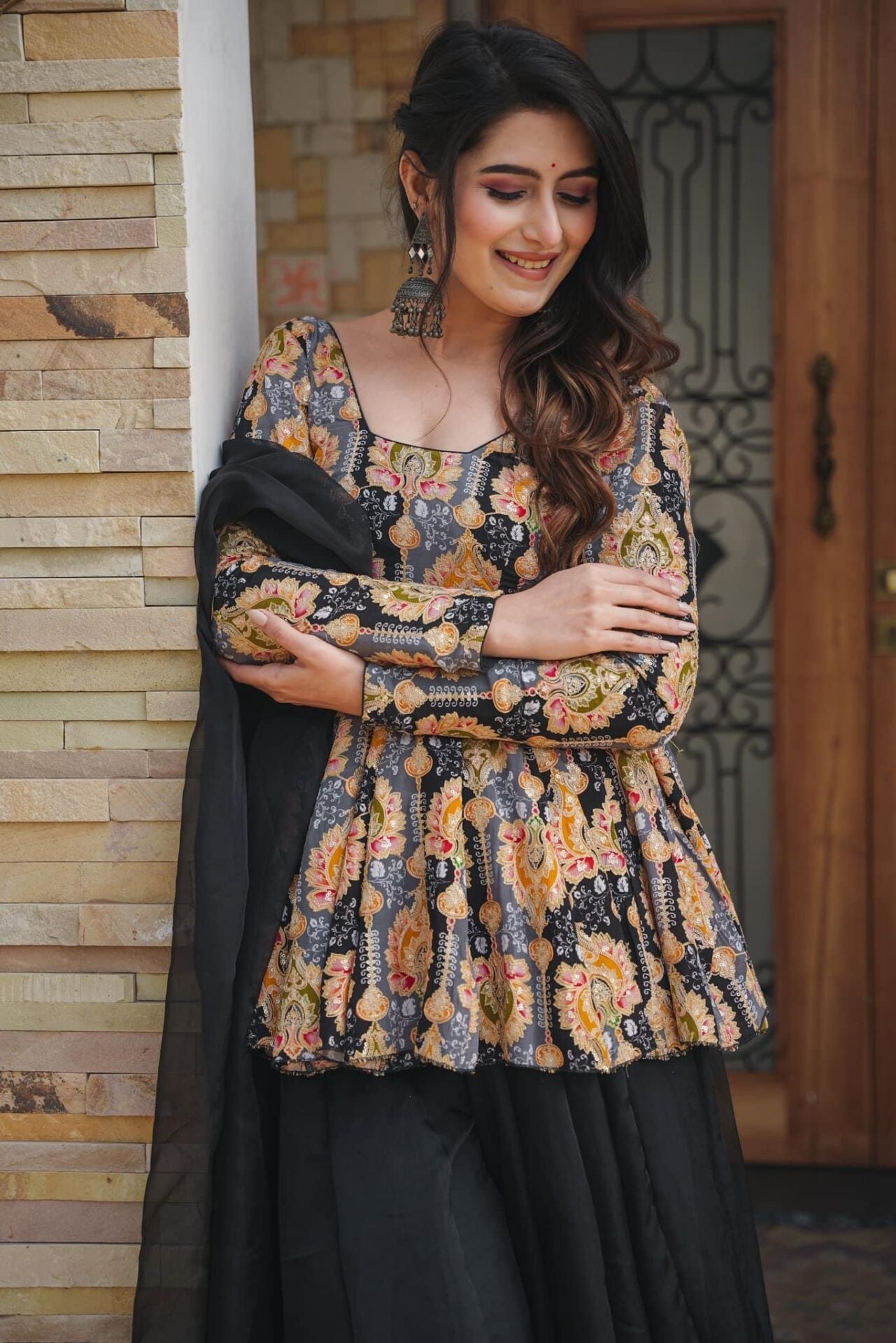 IDHITRI BLACK KURTA-PALAZZO SET