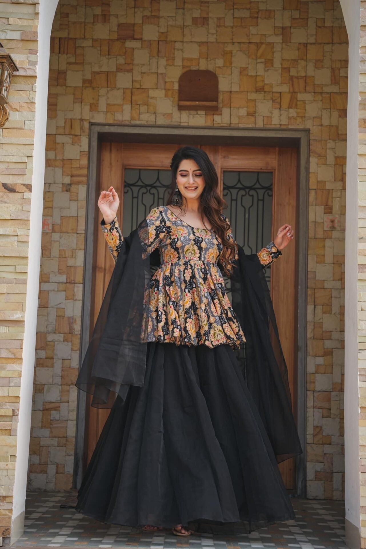 IDHITRI BLACK KURTA-PALAZZO SET