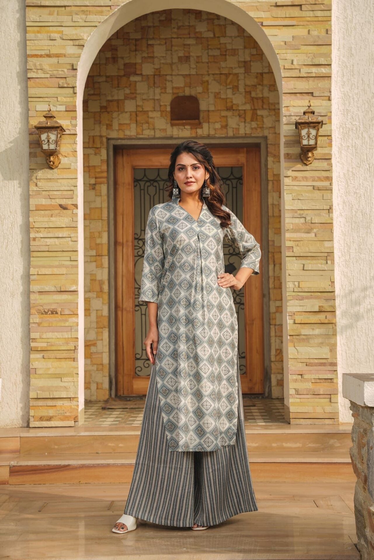 HARBOR GREY KURTA-PALAZZO SET